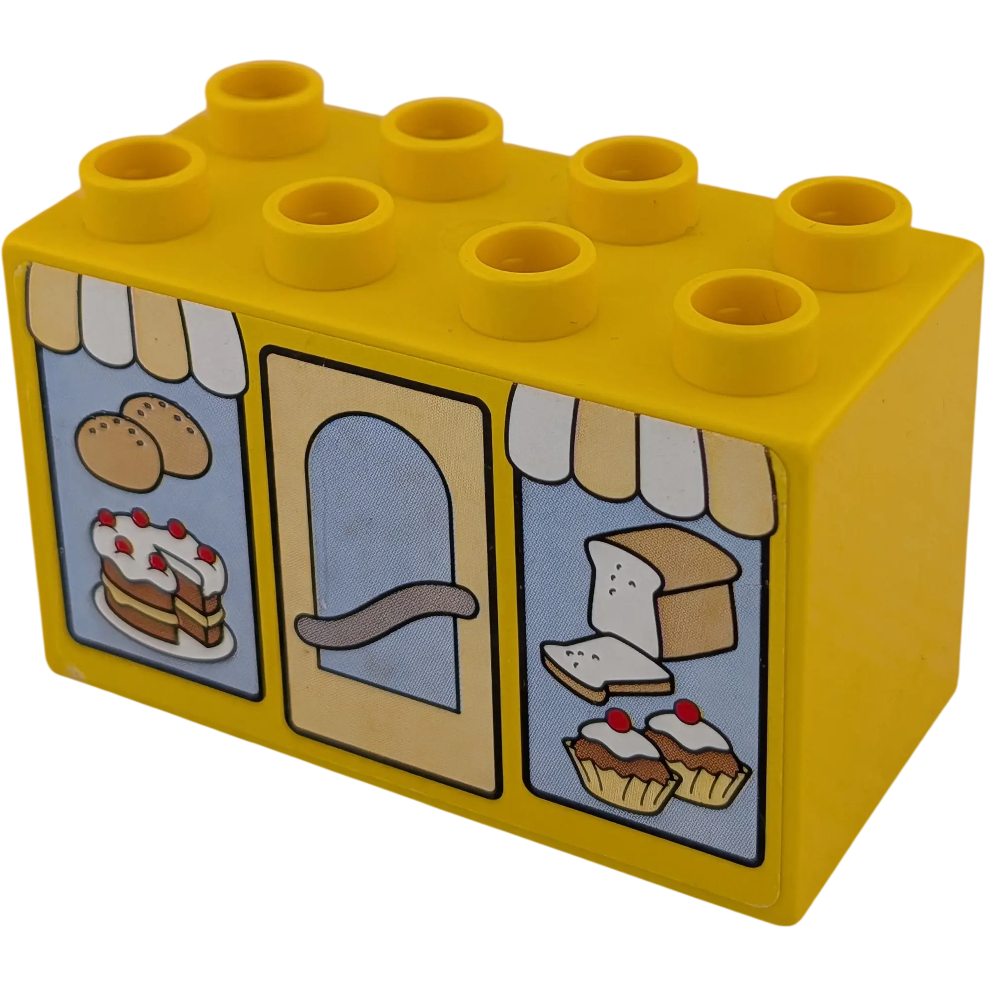 Lego Duplo 31111 Stein Gelb beidseitig beklebt mit Backwaren Bäckerei Backstube Cafe 2x4x2