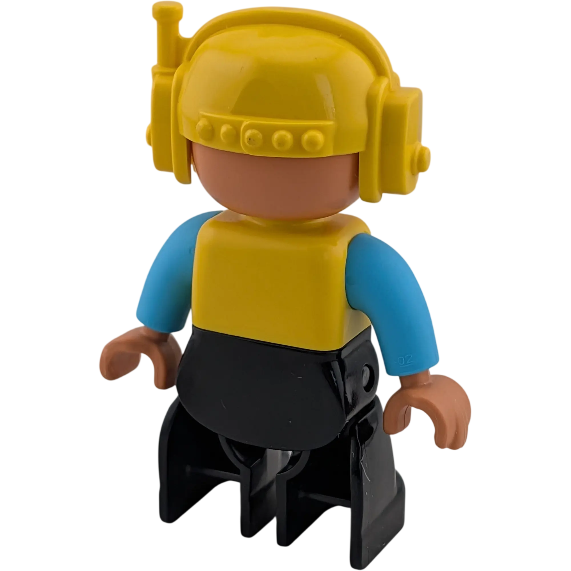 Lego Duplo Mann Bauarbeiter Mit Warnweste mit Helm Gelb und Walkie Talkie, Ansicht 2