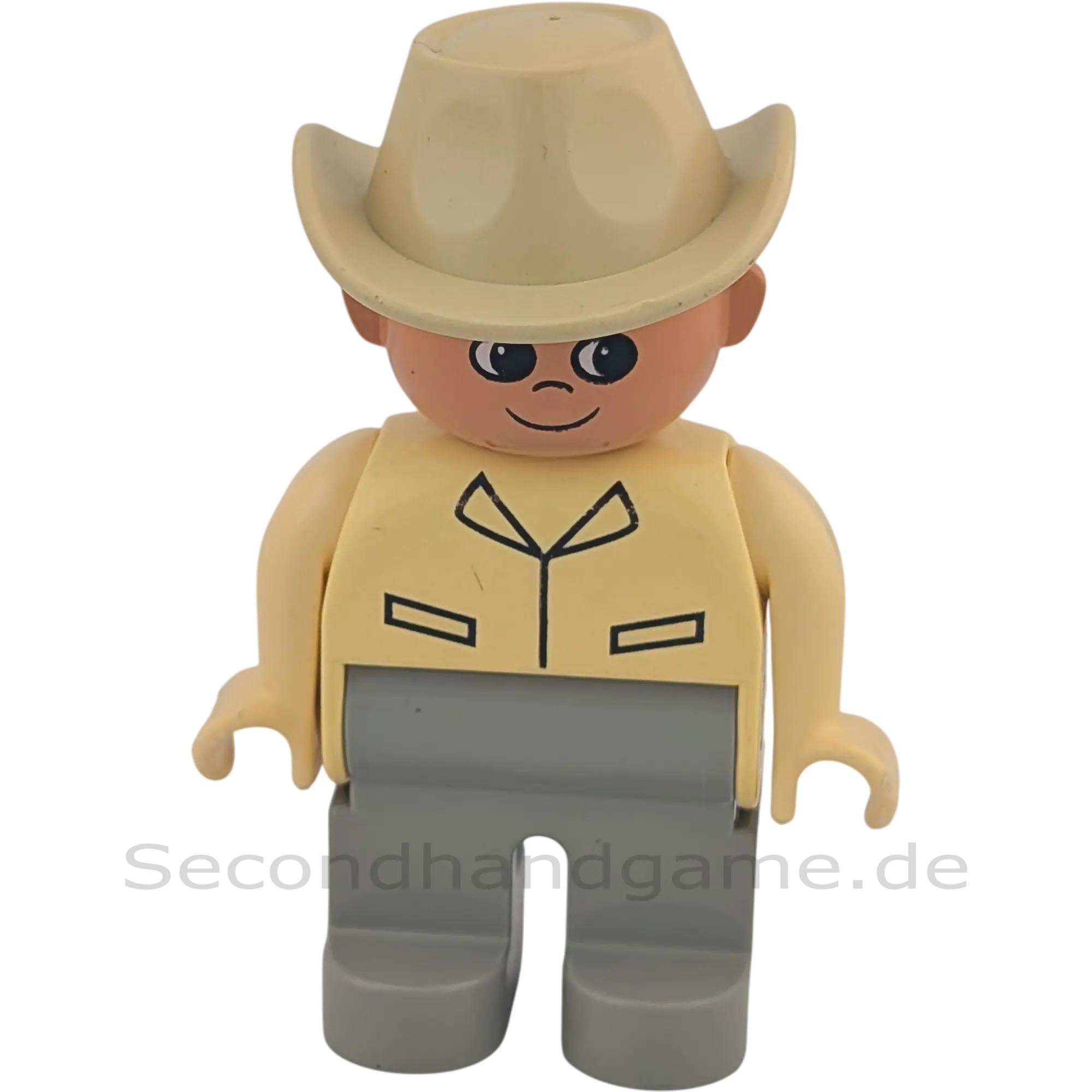 Lego Duplo 4555 Mann Safari Cowboy Hut, beigenes Hemd, graue Hose