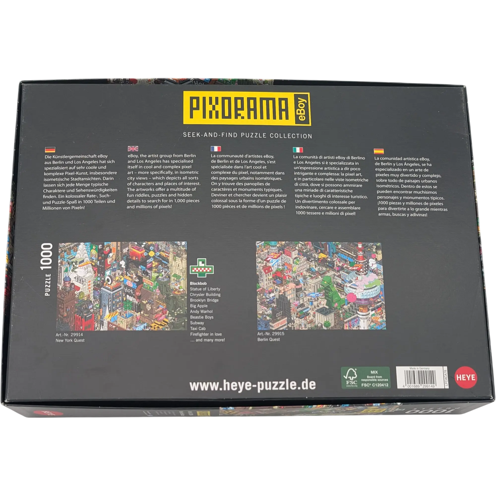 Heye Pixorama eBoy New York Puzzle 1000 Teile 29914 New York Quest, Ansicht 2
