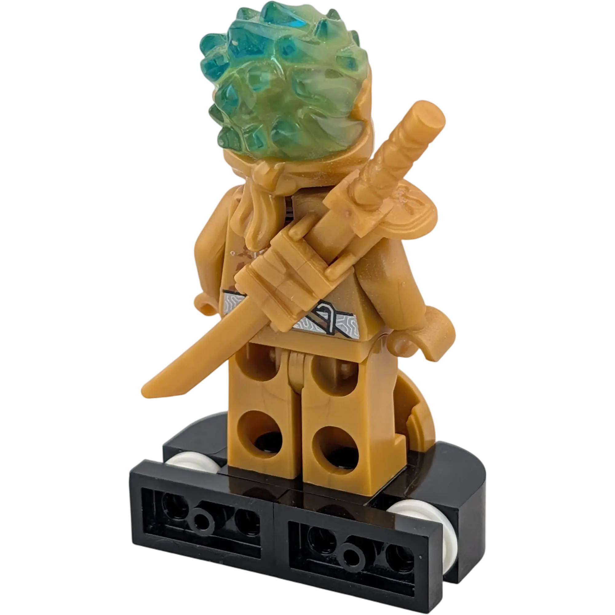 Lego Ninjago Minifigur Zane Golden Ninja 10 Jahre Jubiläum njo710 mit Katana und Ständer, Ansicht 2