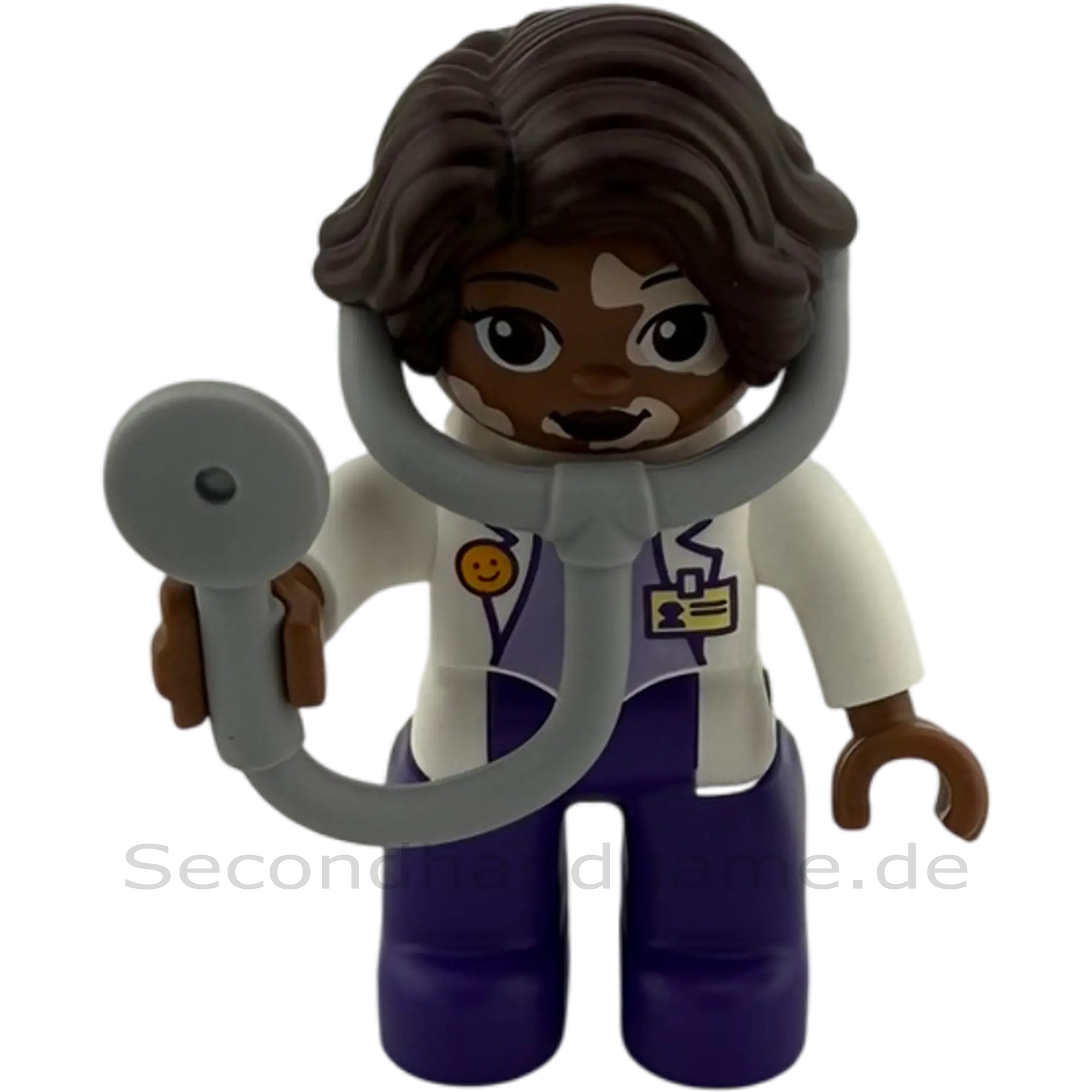 Lego Duplo Figur Frau Ärztin mit Stethoskop mit Lila Hose Afrikanerin