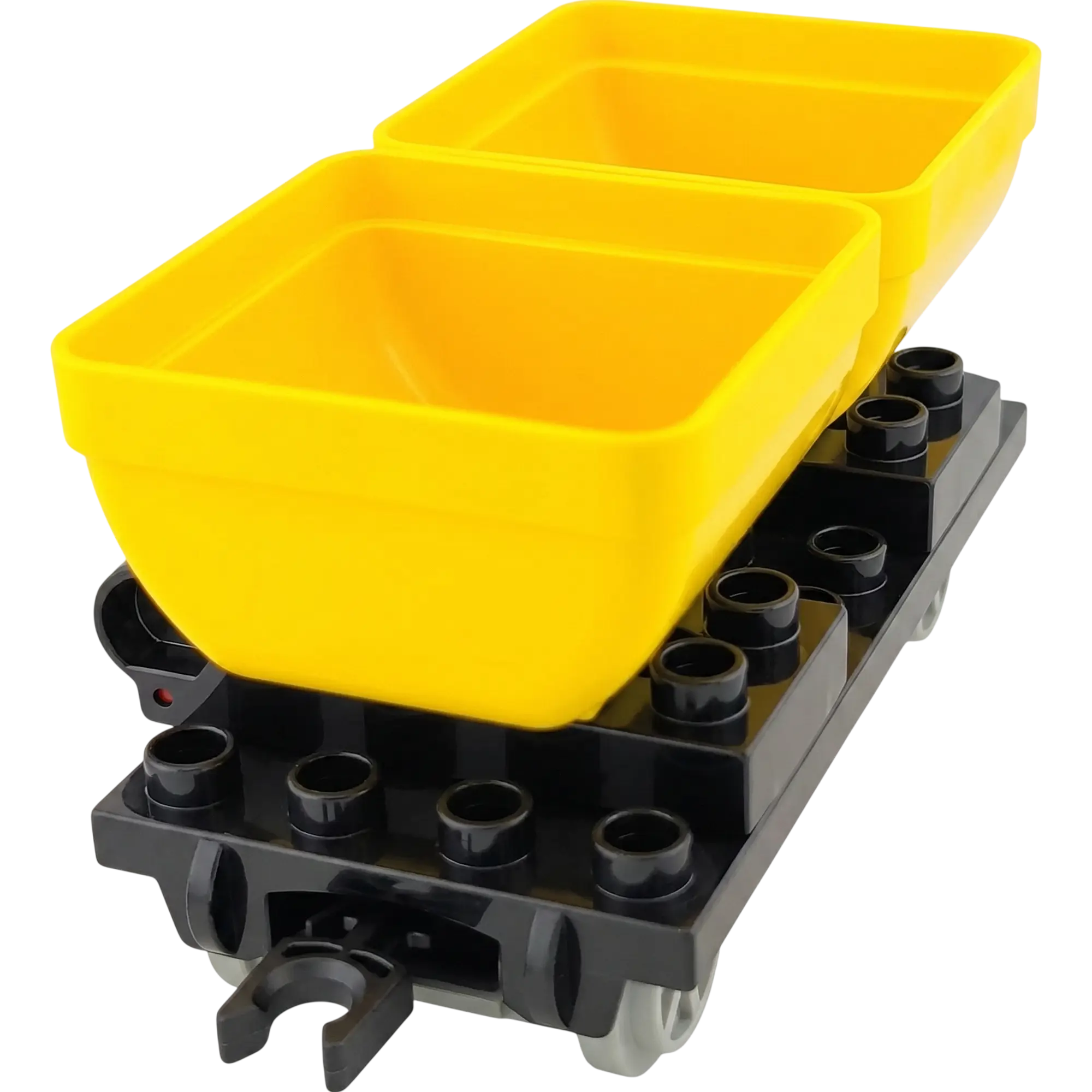Lego Duplo Eisenbahn Anhänger Zug Container Güterzug Schwarz Gelb Kippbar 4x8 graue Räder