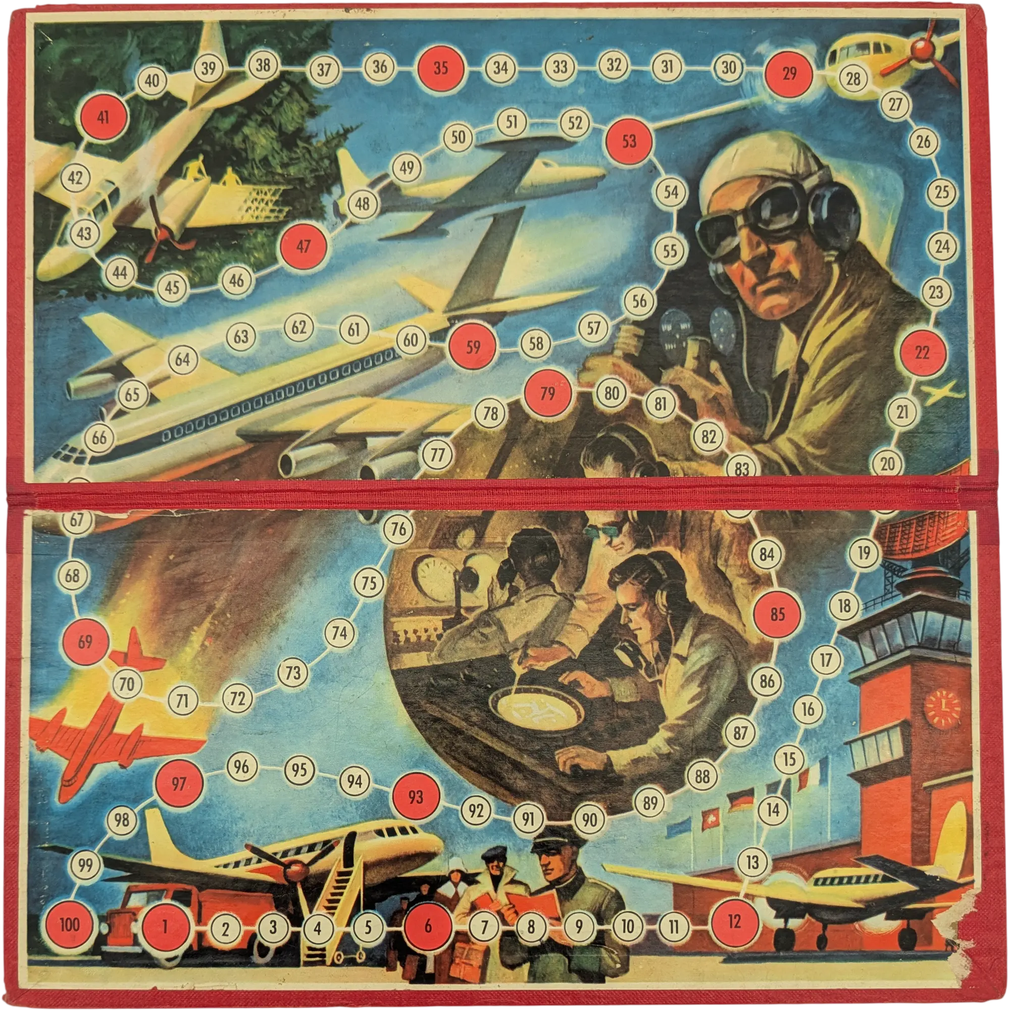 Spielplan Spielbrett Pferderennen altes Flugplatzspiel selten