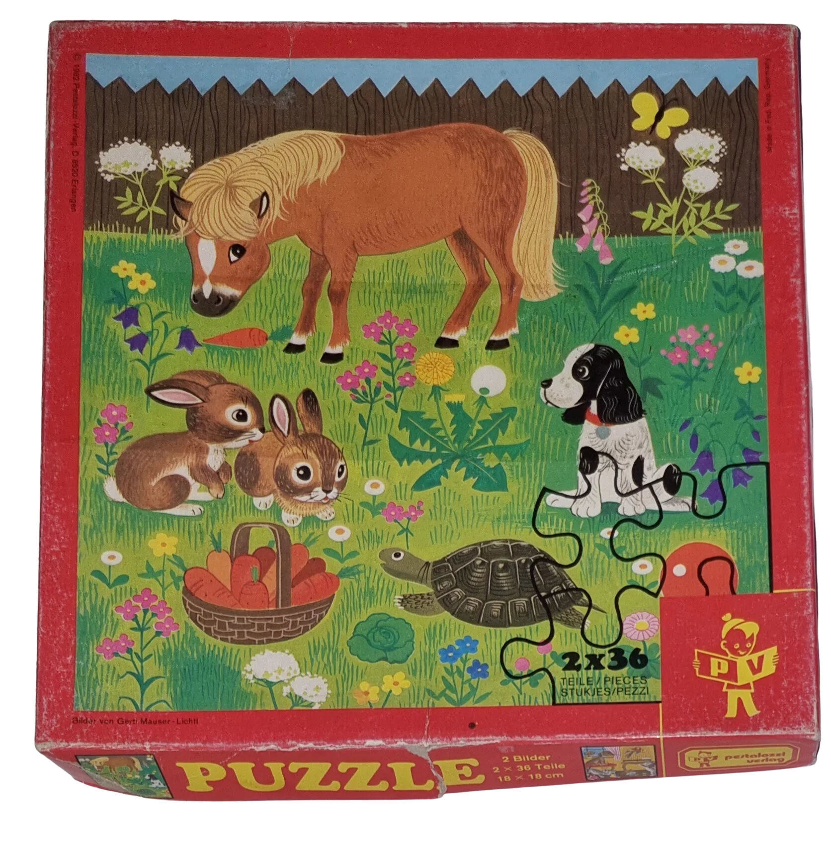 Pestalozzi-Verlag 3 Legespiel Puzzle 2x 36 Teile Tiere in Haus und Garten 6251392