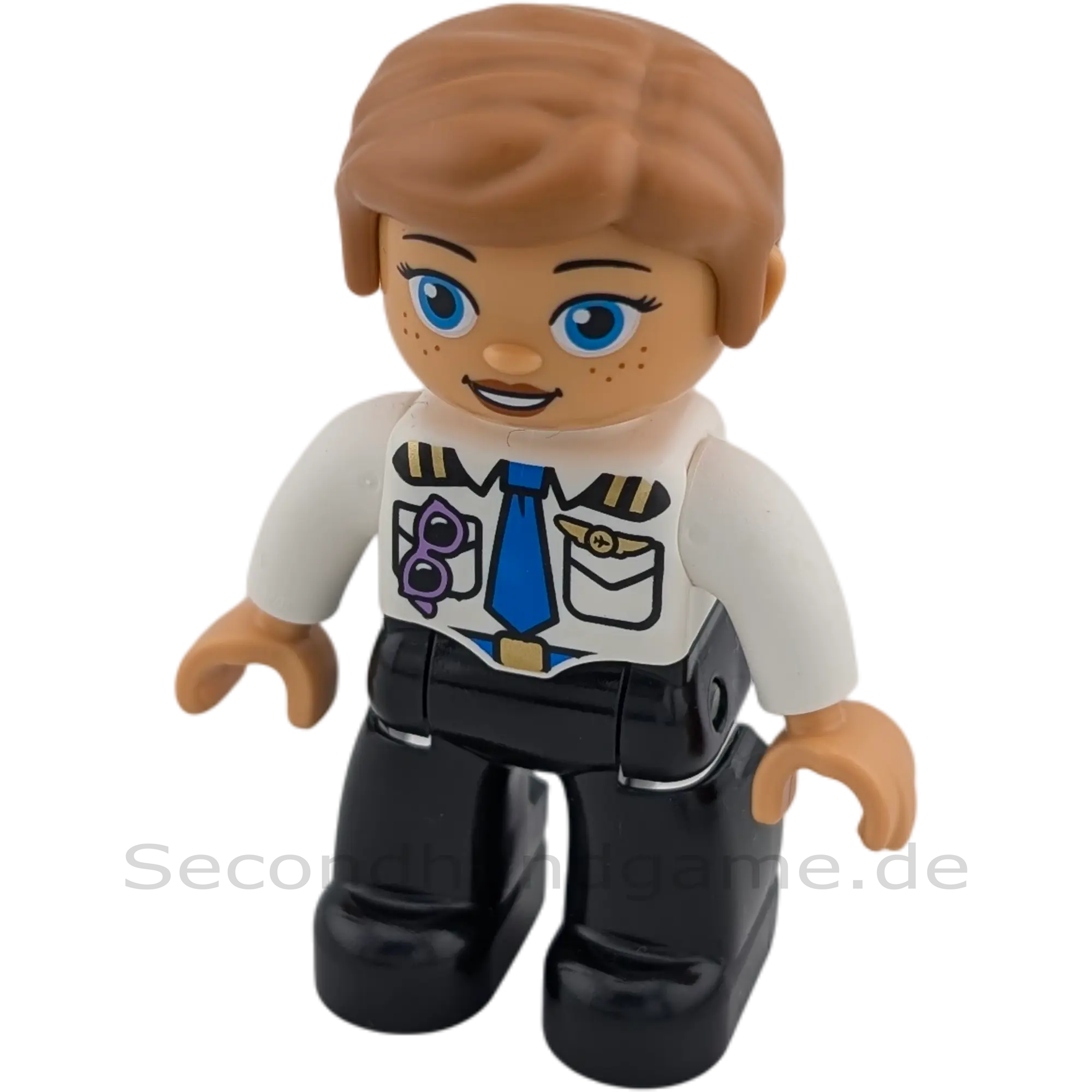 Lego Duplo 321H5 Frau Pilotin mit Zopf Sommersprossen lila Sonnenbrille