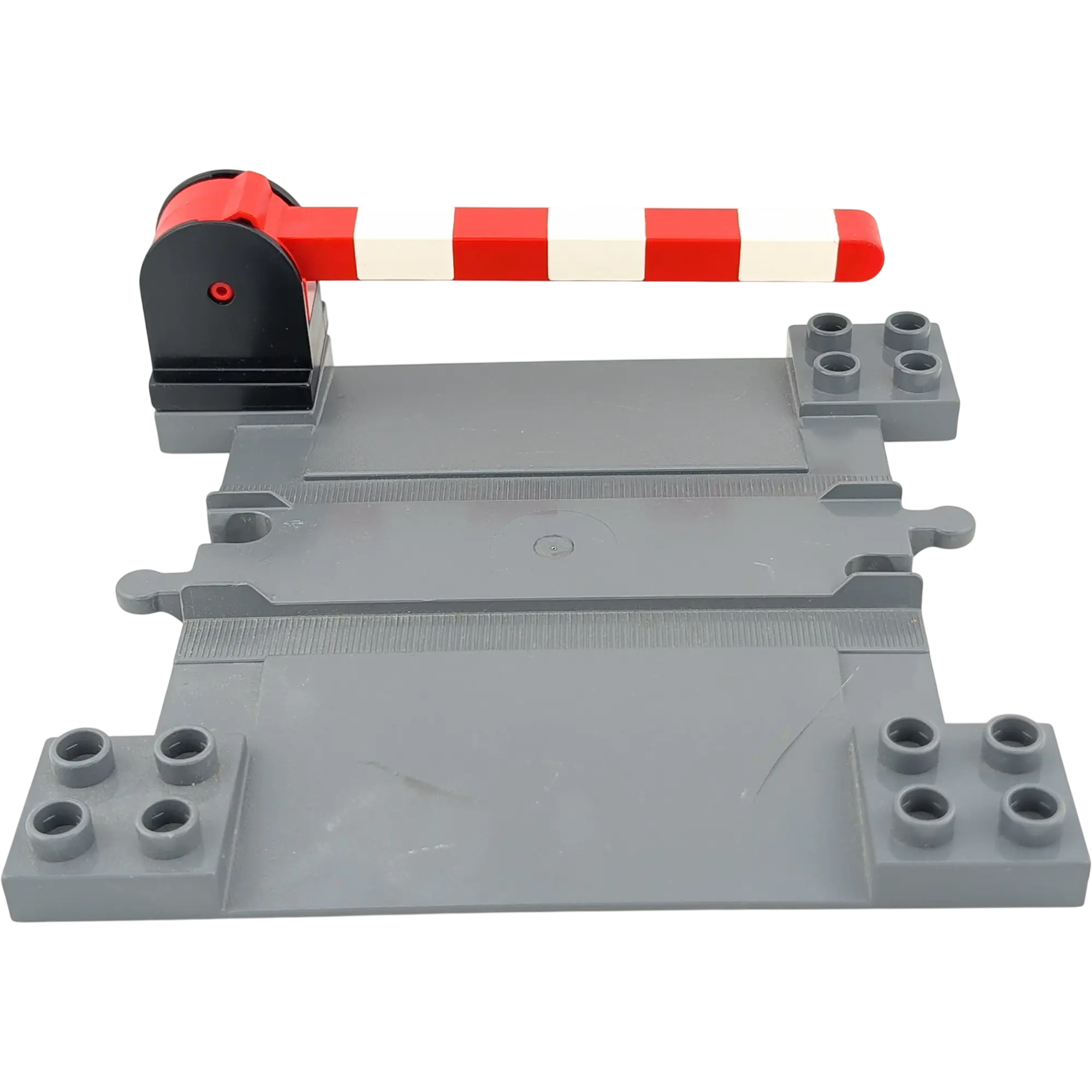 Lego Duplo Schiene Bahnübergang Dunkelgrau Schranke Schwarz Rot Weiß