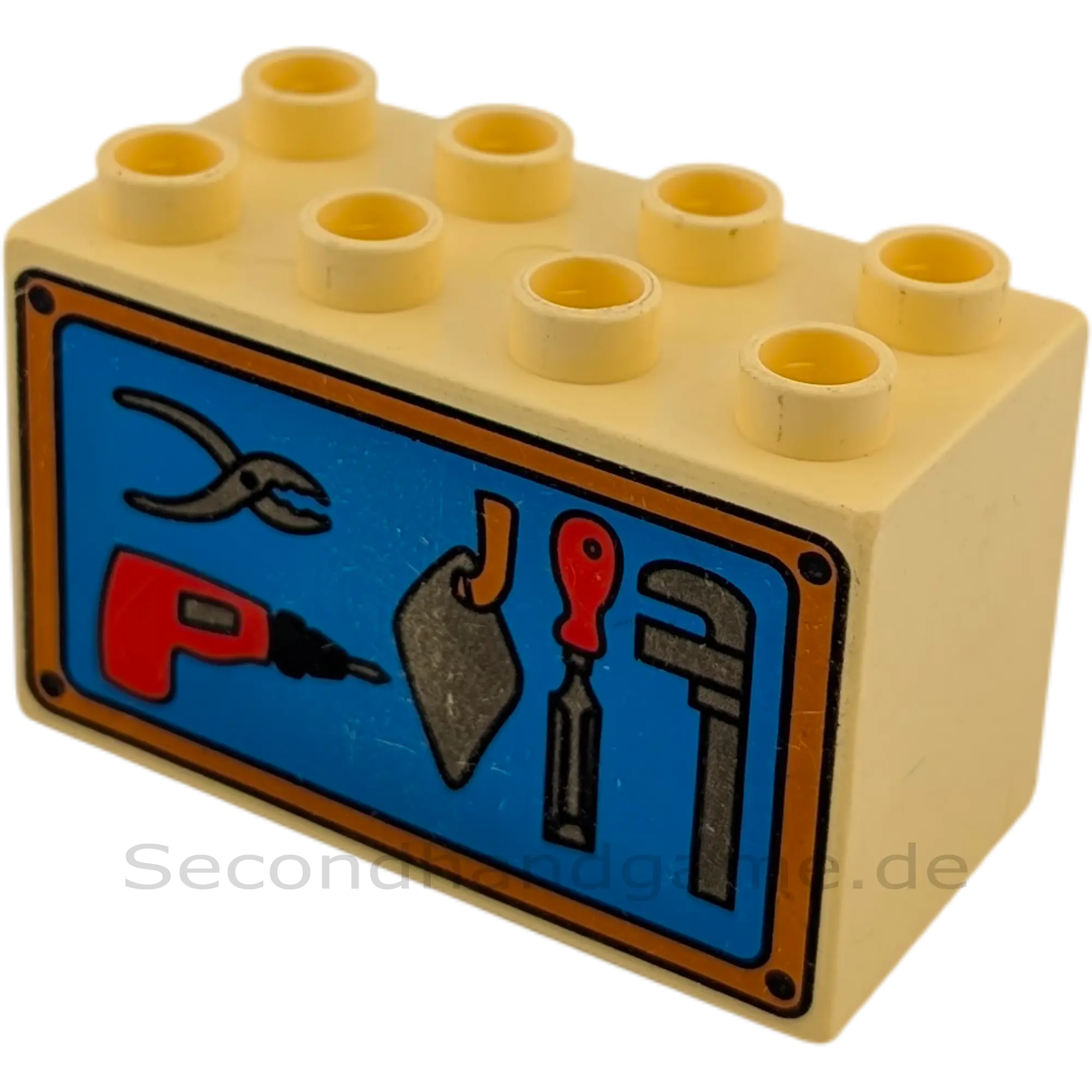 Lego Duplo 2x4x2 Doppelstein 31111 Hellgelb mit Werkzeug Akkuschrauber Zange Spachtel ...