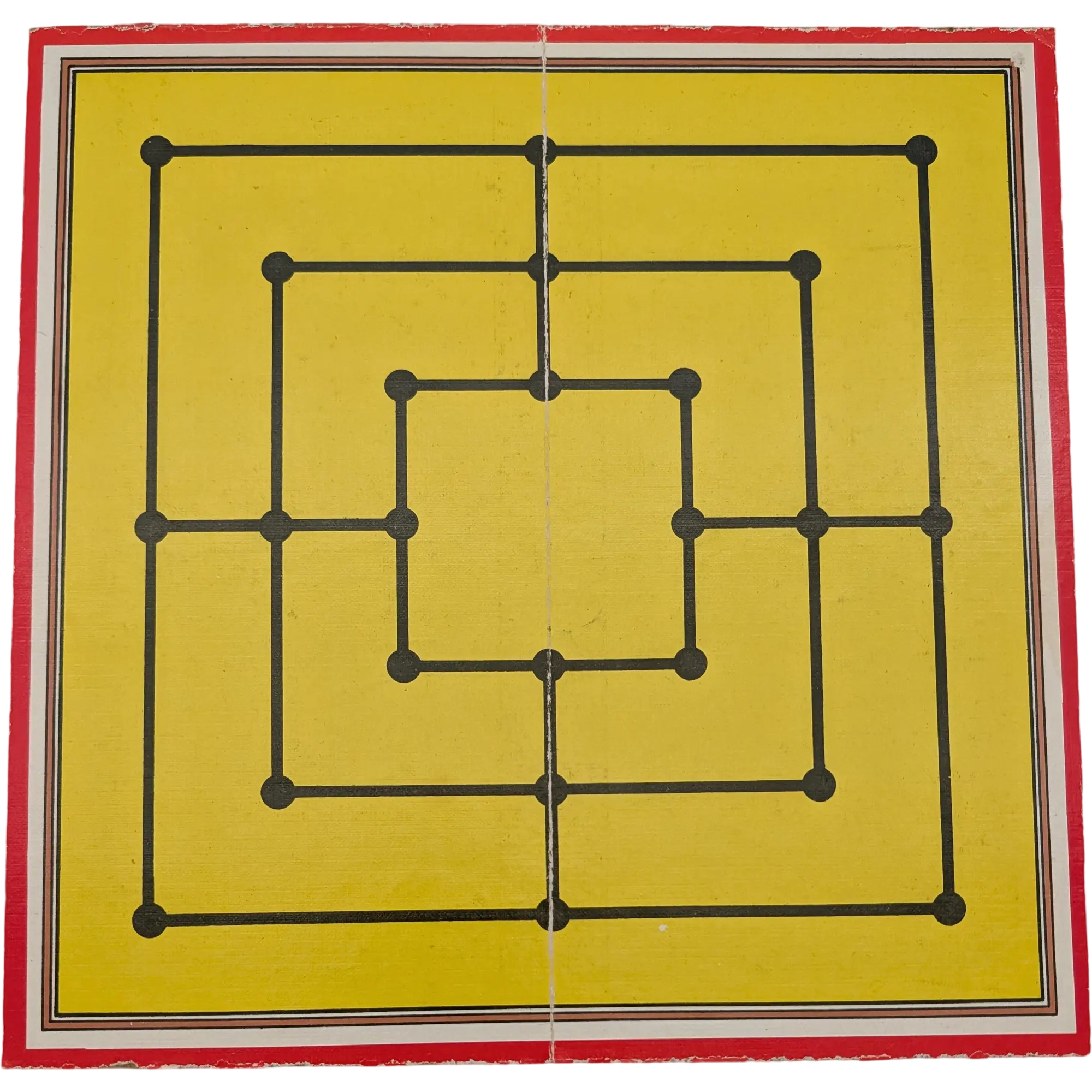 Spielplan Spielbrett Schach Dame und Mühle Gelb Braun roter Rand beidseitig bedruckt, Ansicht 2