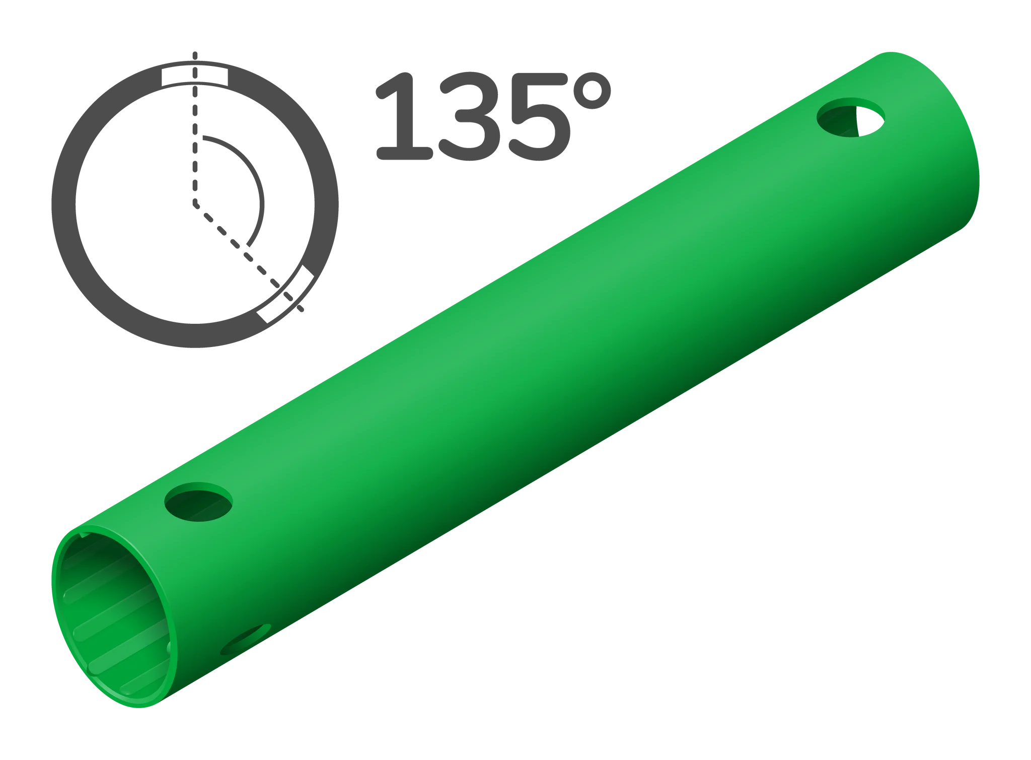 QUADRO Rohr 35 cm 135° 3 Löcher Spezialrohr 40533 Grün 35cm