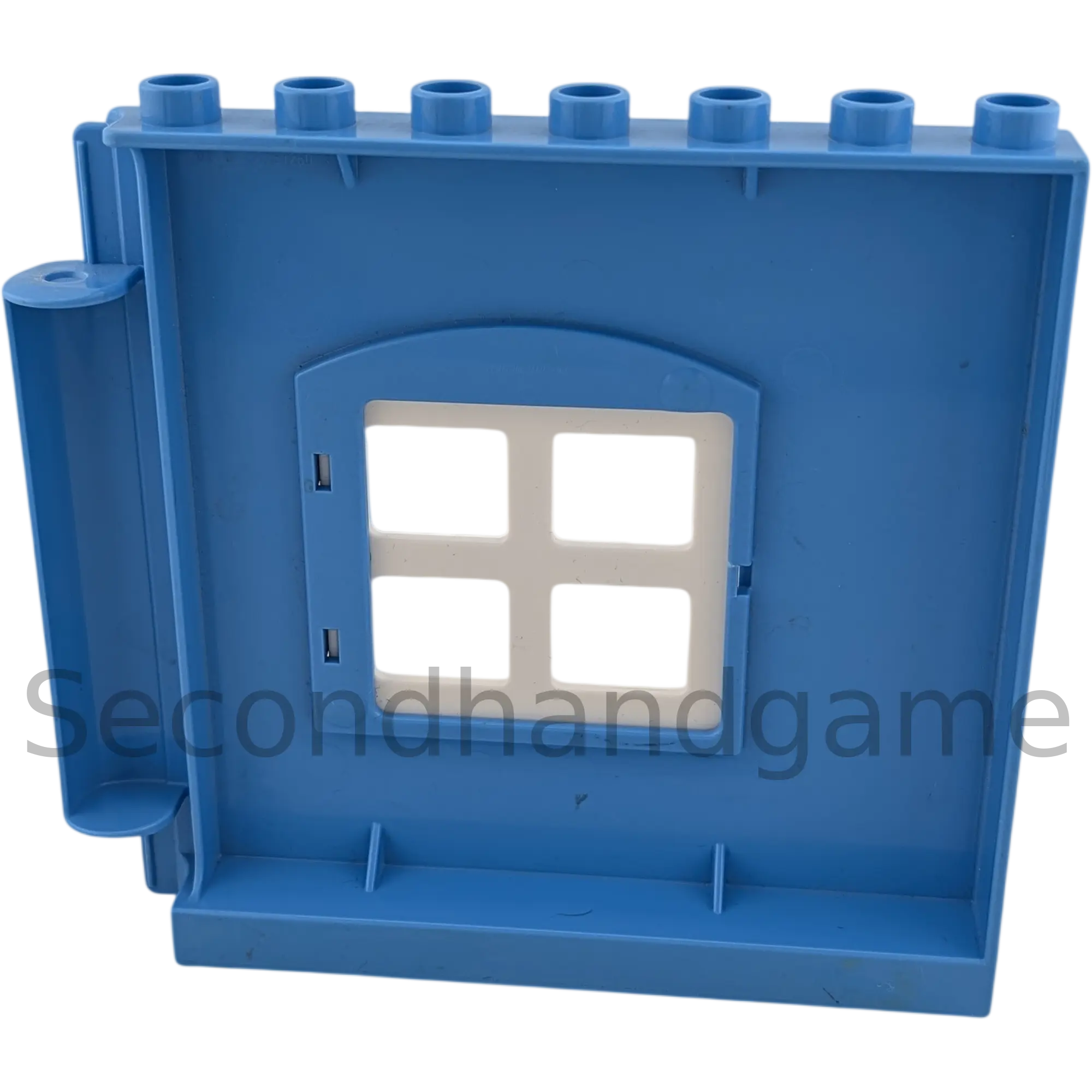 Lego Duplo Hauswand Blaugrau mit weißem Fenster, Ansicht 2