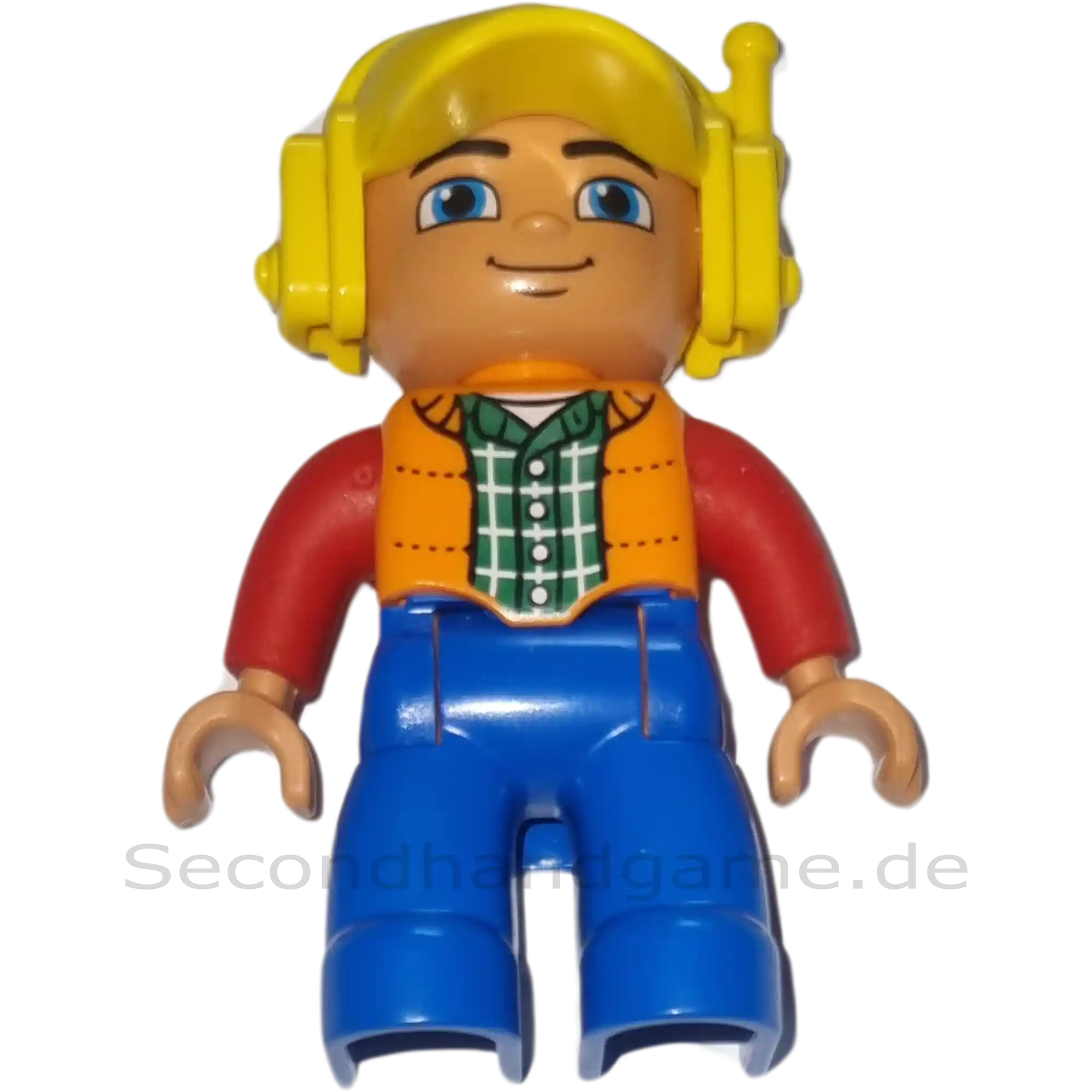 Lego Duplo Figur 732H7 Mann mit orangener Weste Headset blaue Hose