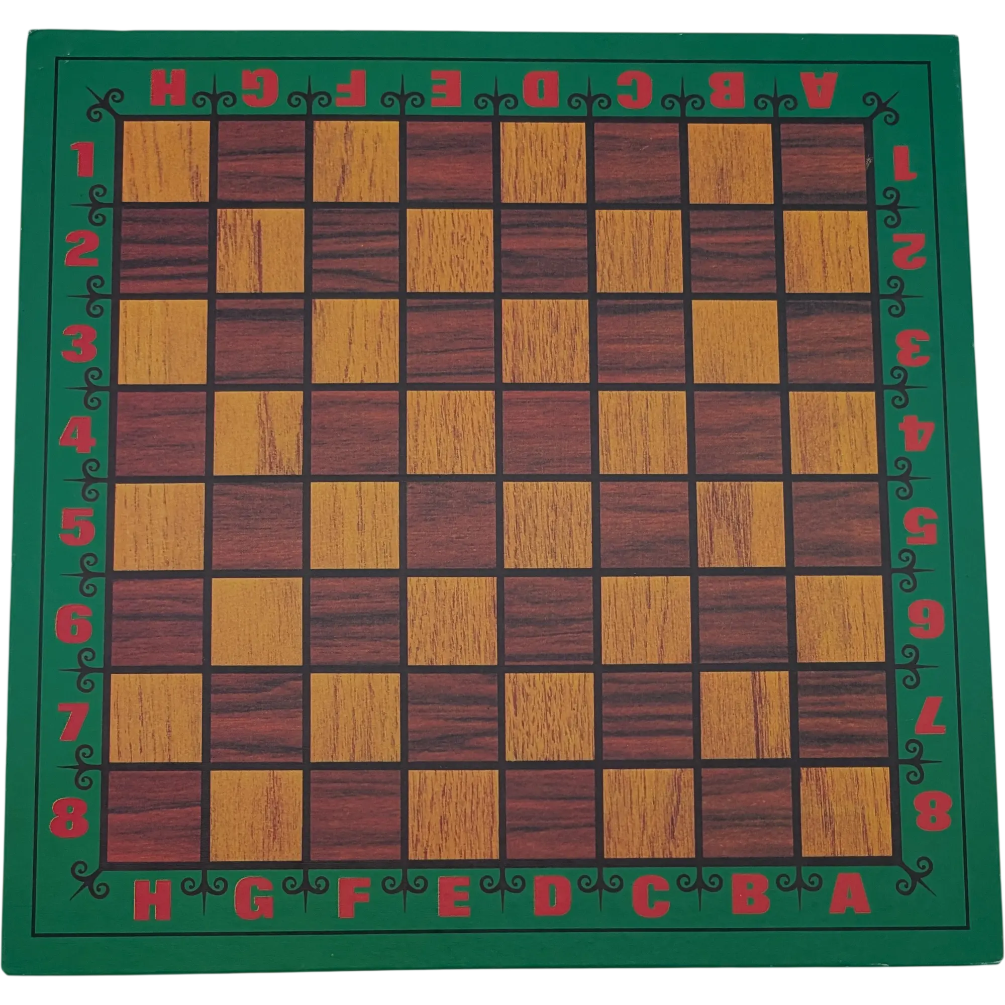 Spielplan Spielbrett Schach Dame und Mühle Holzoptik grüner Rand beidseitig bedruckt