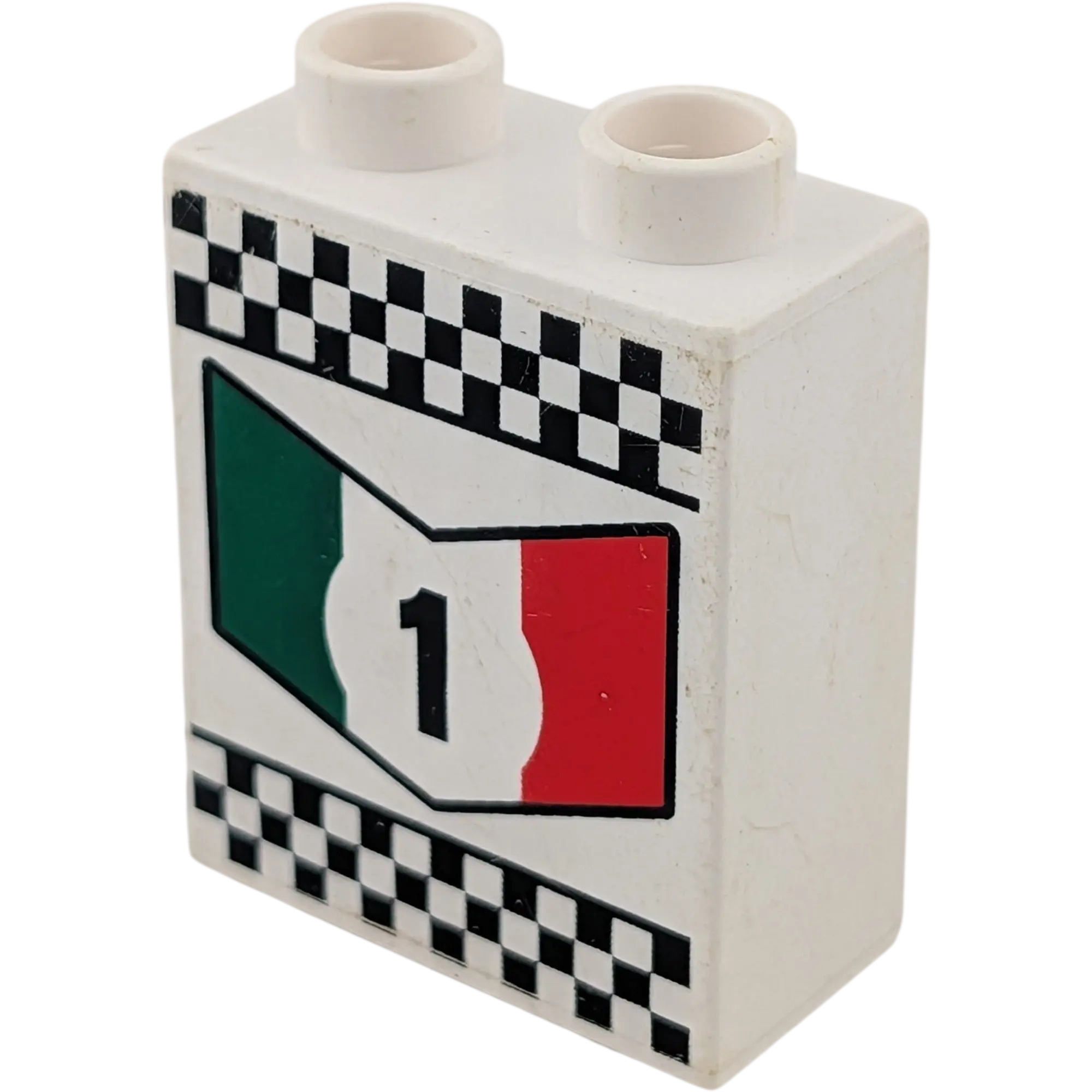 Lego Duplo 4066 Stein 1x2x2 Weiß mit Aufdruck Zahl 1 Italien