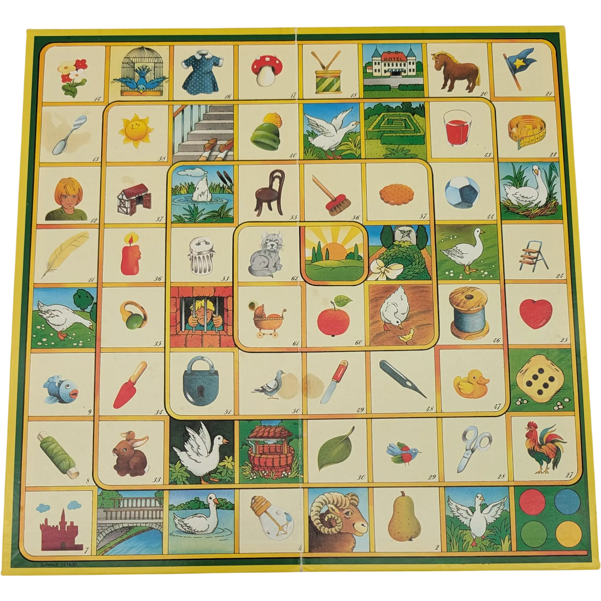 Spielplan Spielbrett Pferderennen Rückseite Gänsespiel