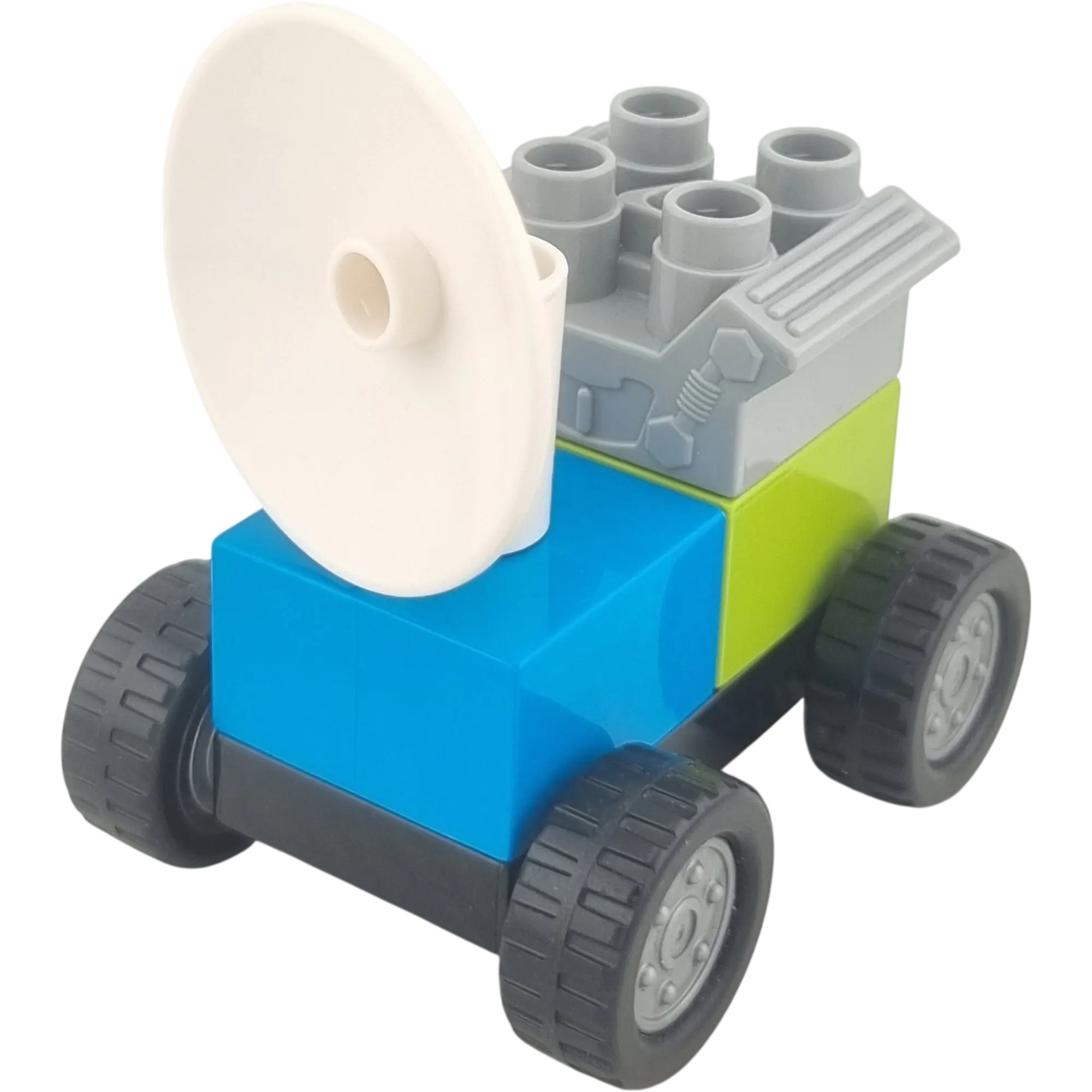 Lego Duplo Solarauto mit Antenne und Motor Mittelblau Azur Schwarz