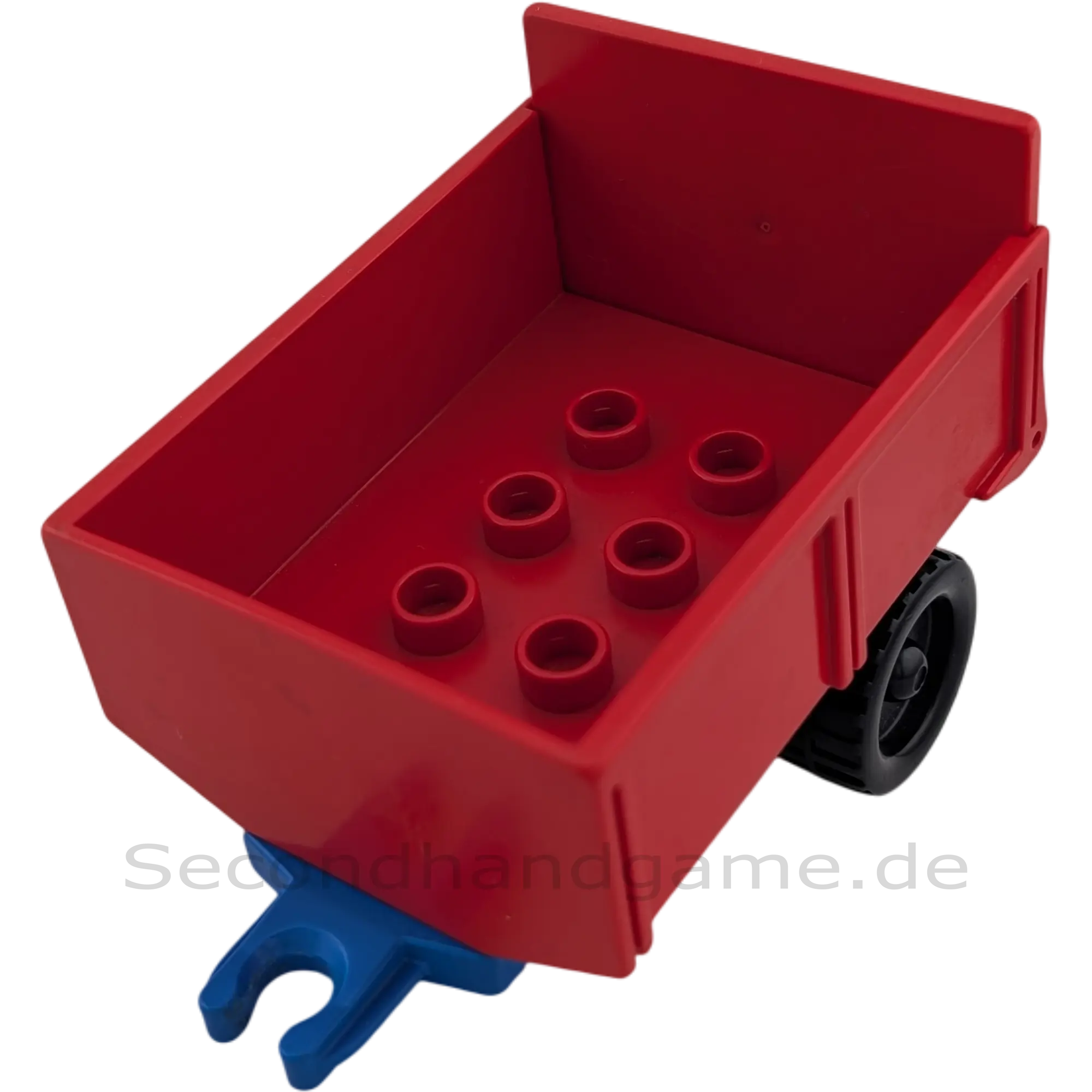 Lego Duplo 4821 Anhänger Rot mit Klappe und blauem Unterteil auf Rädern