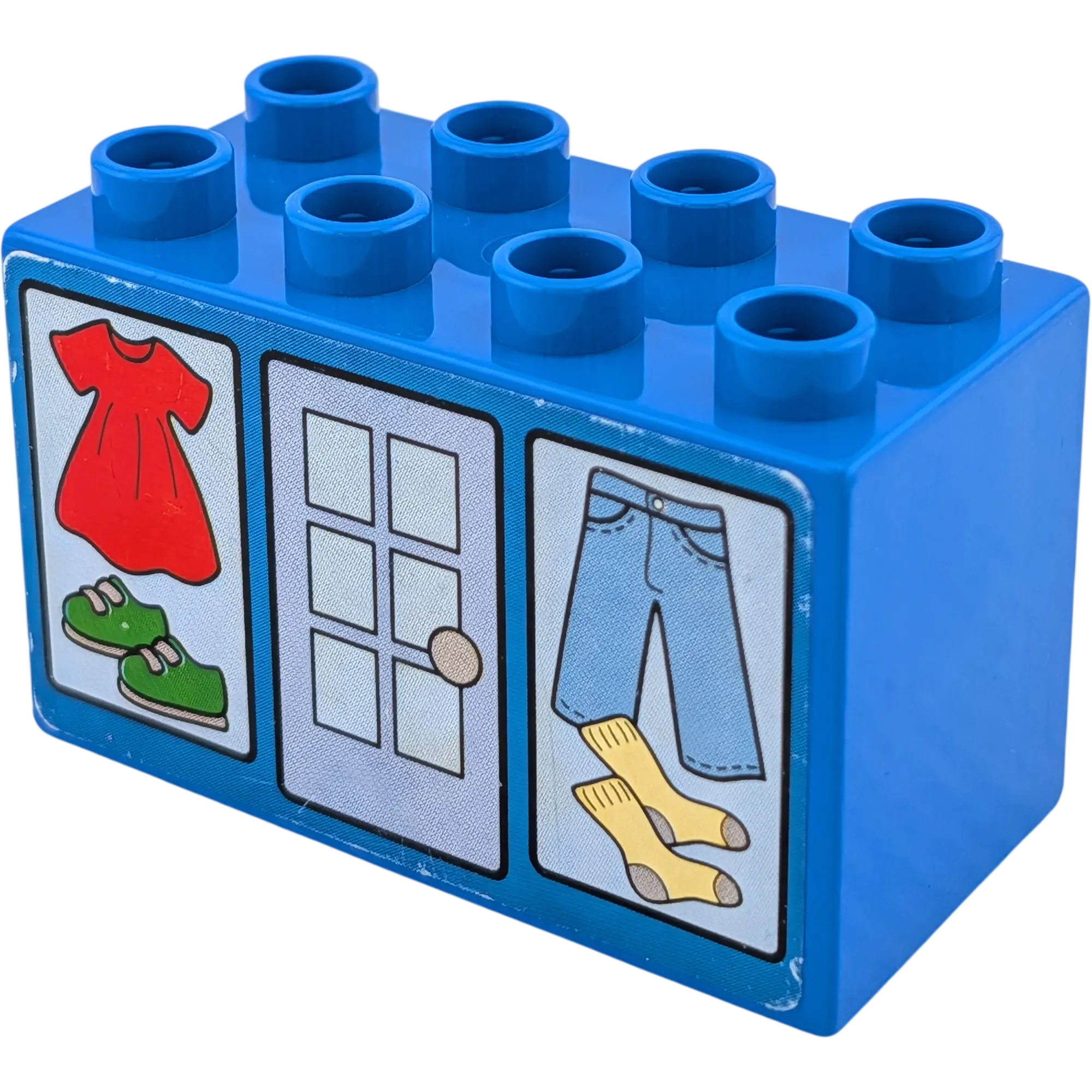Lego Duplo 31111 Stein Dunkelblau beidseitig beklebt mit Kleiderschrank 2x4x2
