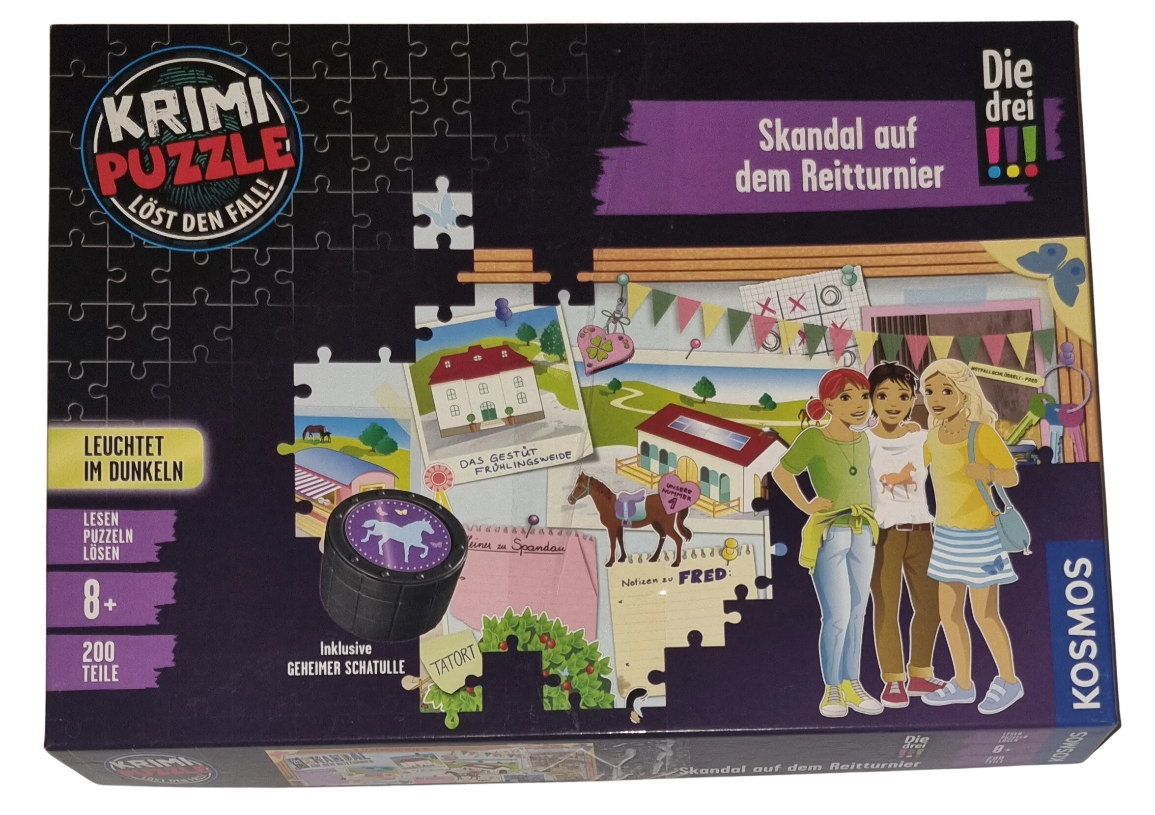 Kosmos Krimi Puzzle die drei !!! Skandal auf dem Reittunier 200 Teile