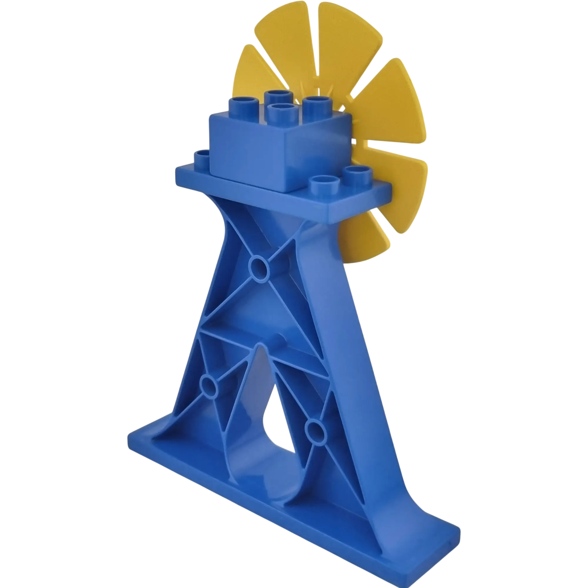 Lego Duplo 4539 Brücken Pfeiler Stütze 2x8x6 Blau mit gelben Drehrad und Noppenstein Windrad