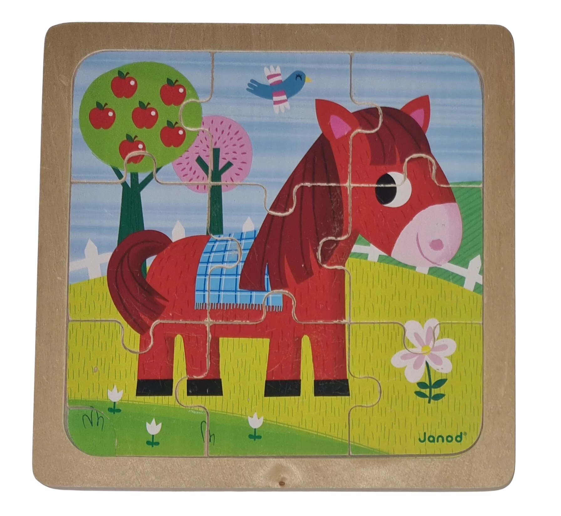 Janod Holzpuzzle 9 Teile Pferd