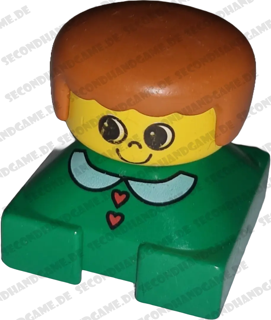 Lego Duplo Figur Junge braune Haare grün 2327 Poloshirt