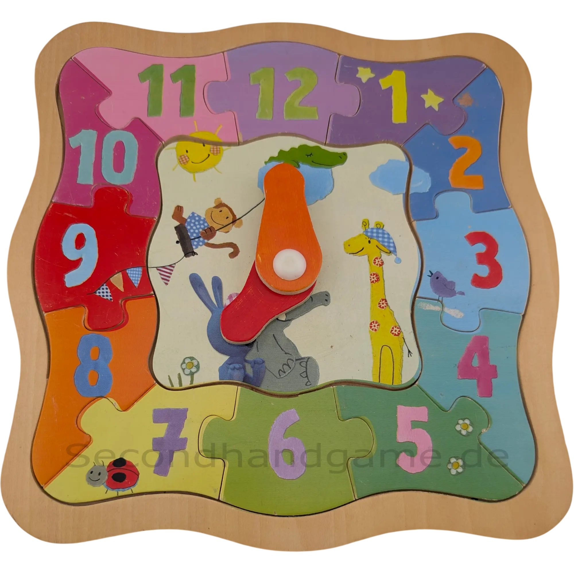 Eichhorn Kikaninchen Holzpuzzle Lernuhr 12 Teile 109467051, ab 3 Jahren