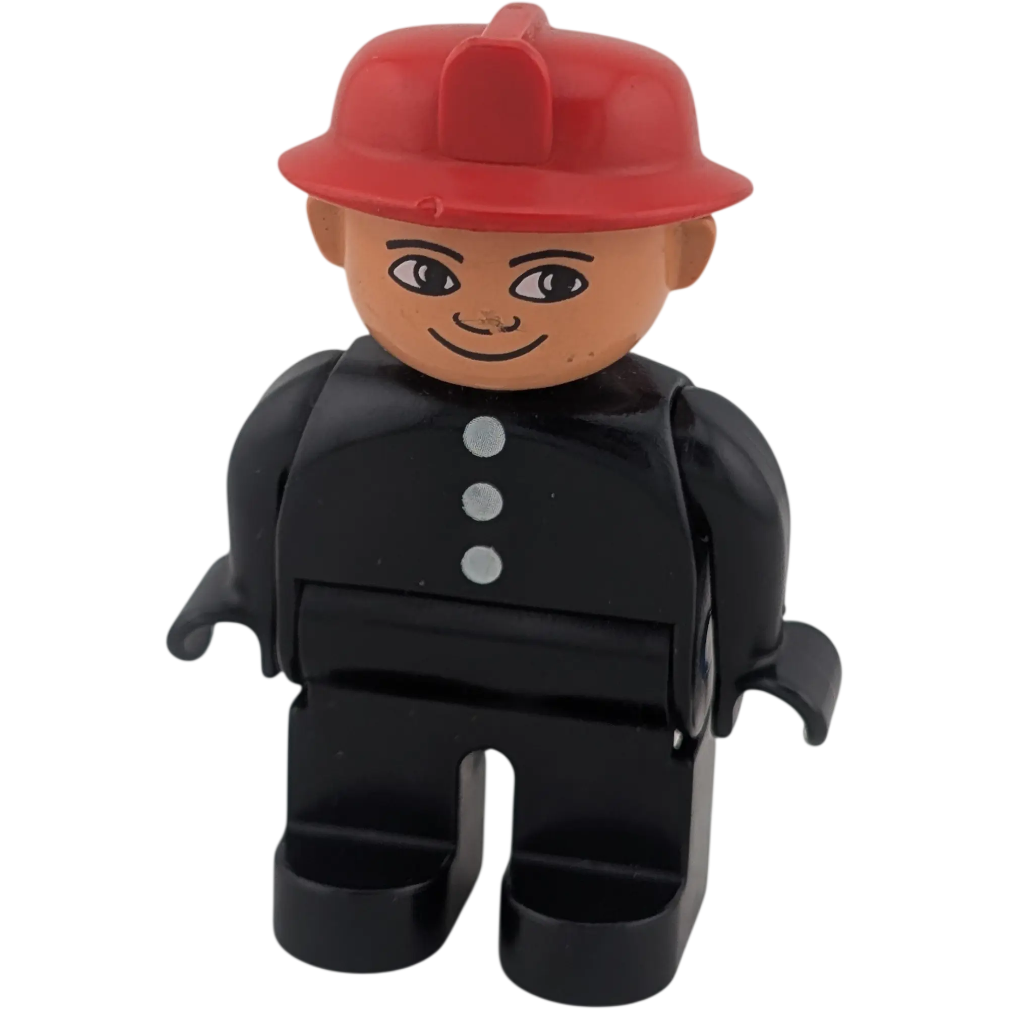 Lego Duplo Figur Feuerwehrmann Brandmeister roter Helm 3 Knöpfe
