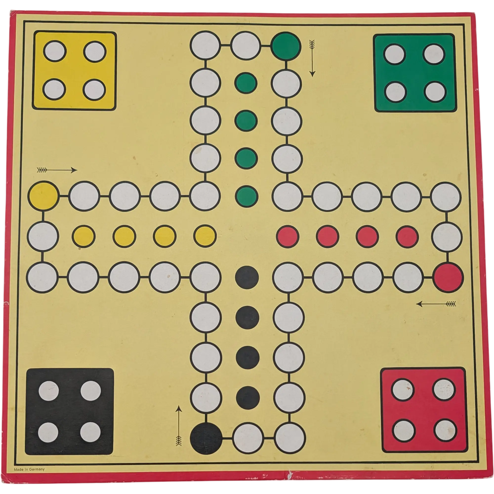Spielplan Spielbrett Gänsespiel 61 Felder mit Comic Gänsen und Mensch ärgere dich nicht beidseitig bedruckt, Ansicht 2