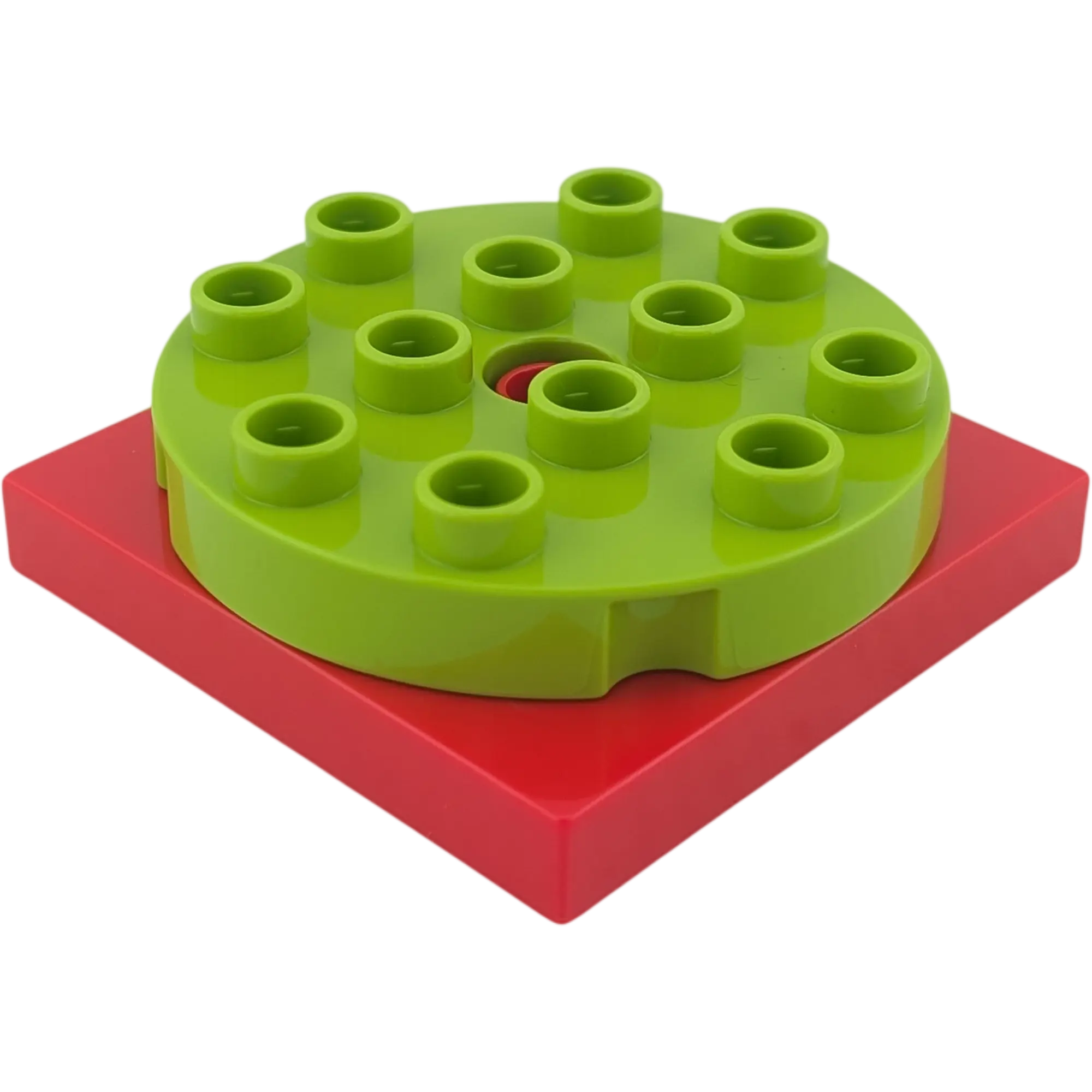 Lego Duplo Toolo Drehplatte / Drehscheibe 4x4 – Rot / Lime (Teile-Nr. 6297) mit Schraube