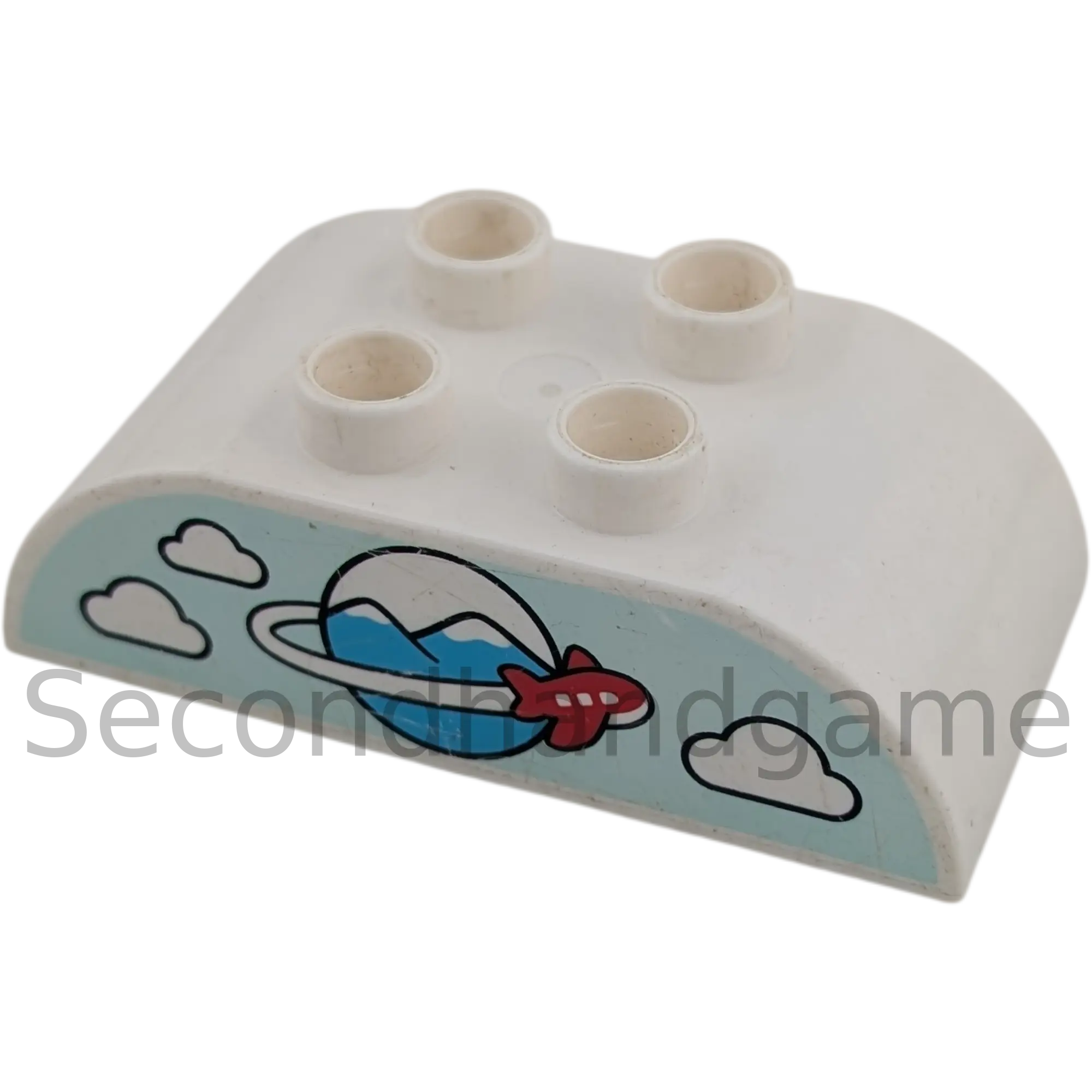 Lego Duplo 2x4 Stein 98223 Weiß mit Globus Erde Weltkugel und Flugzeug