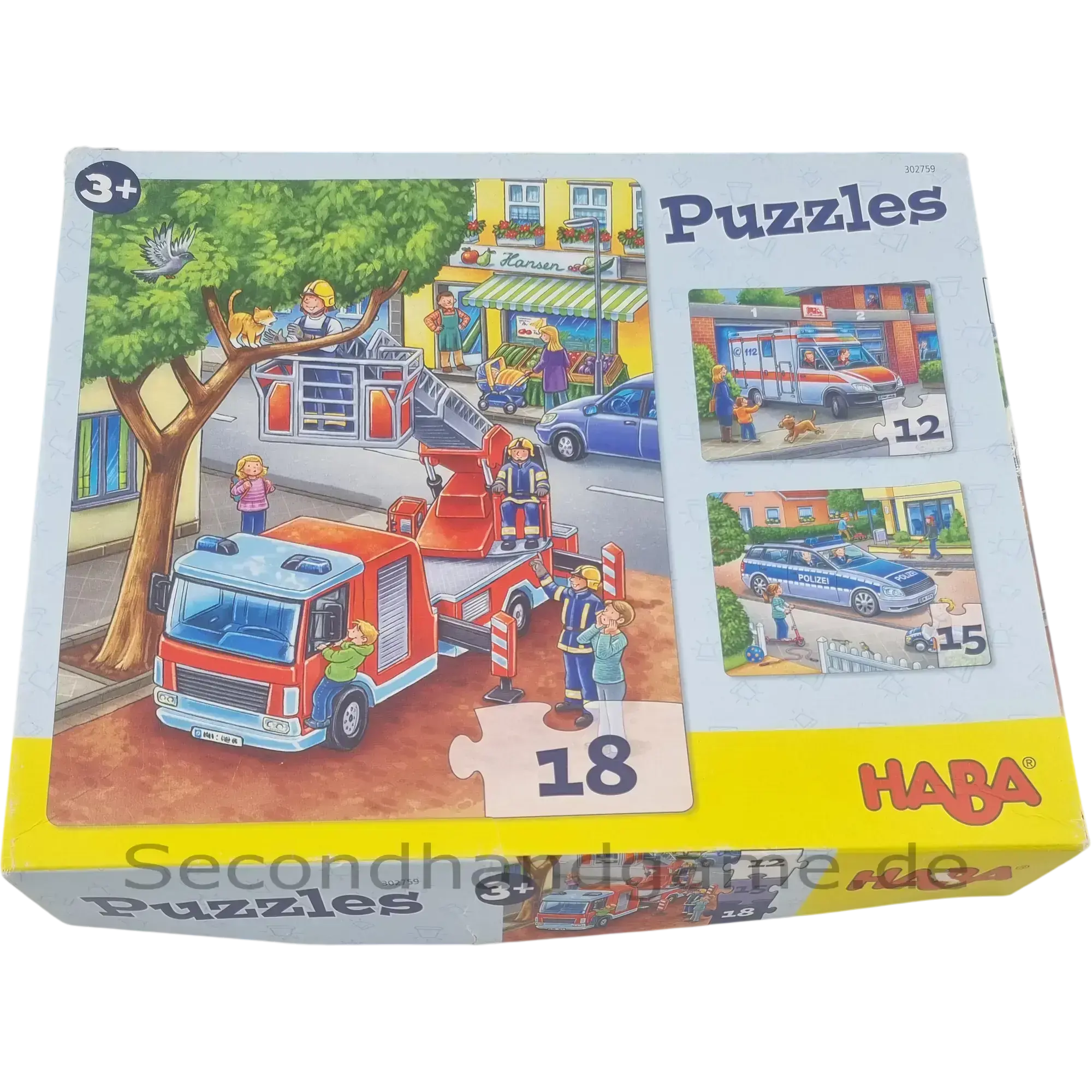 Haba Puzzles Polizei, Feuerwehr & Co. 12, 15, 18 Teile 302799, ab 3 Jahren