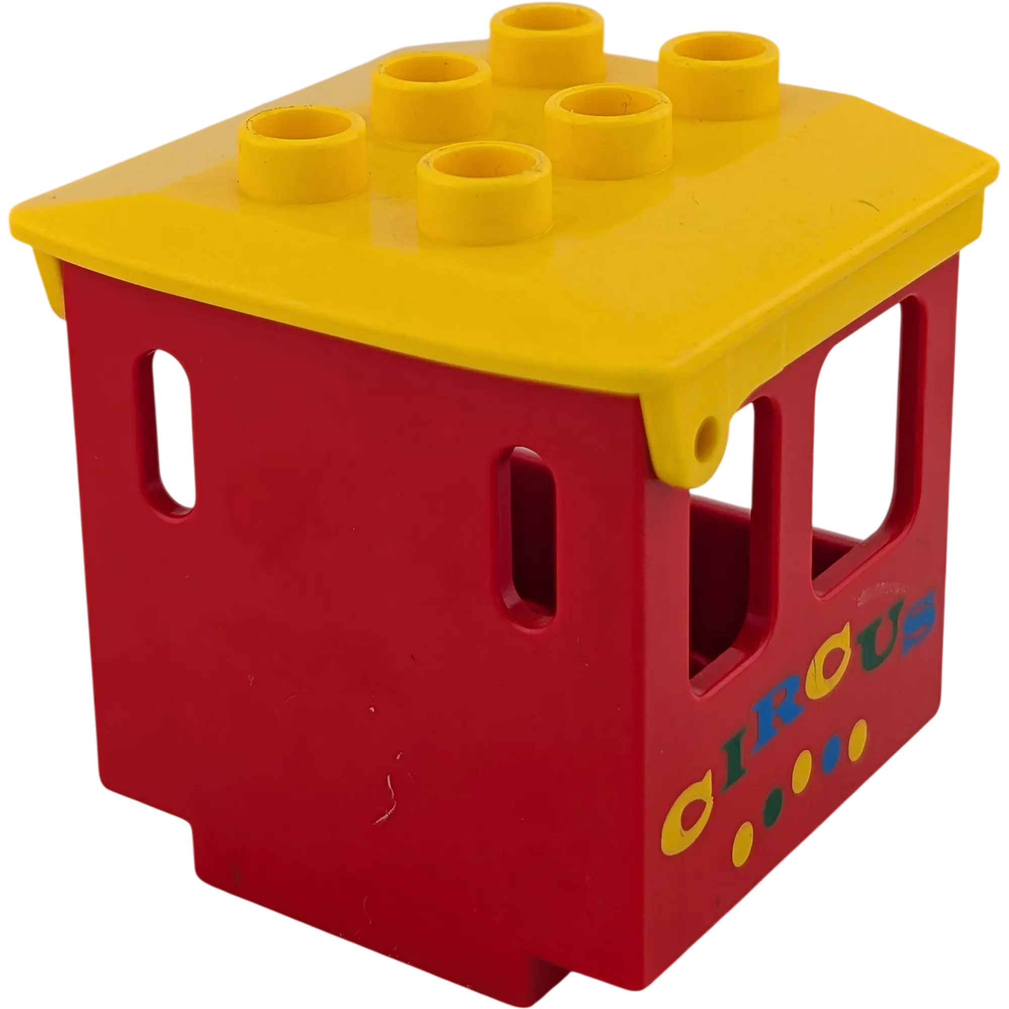 Lego Duplo 4544 Aufsatz Rot Kabine Führerhaus mit Aufschrift Circus und gelbem Dach und Kreisen