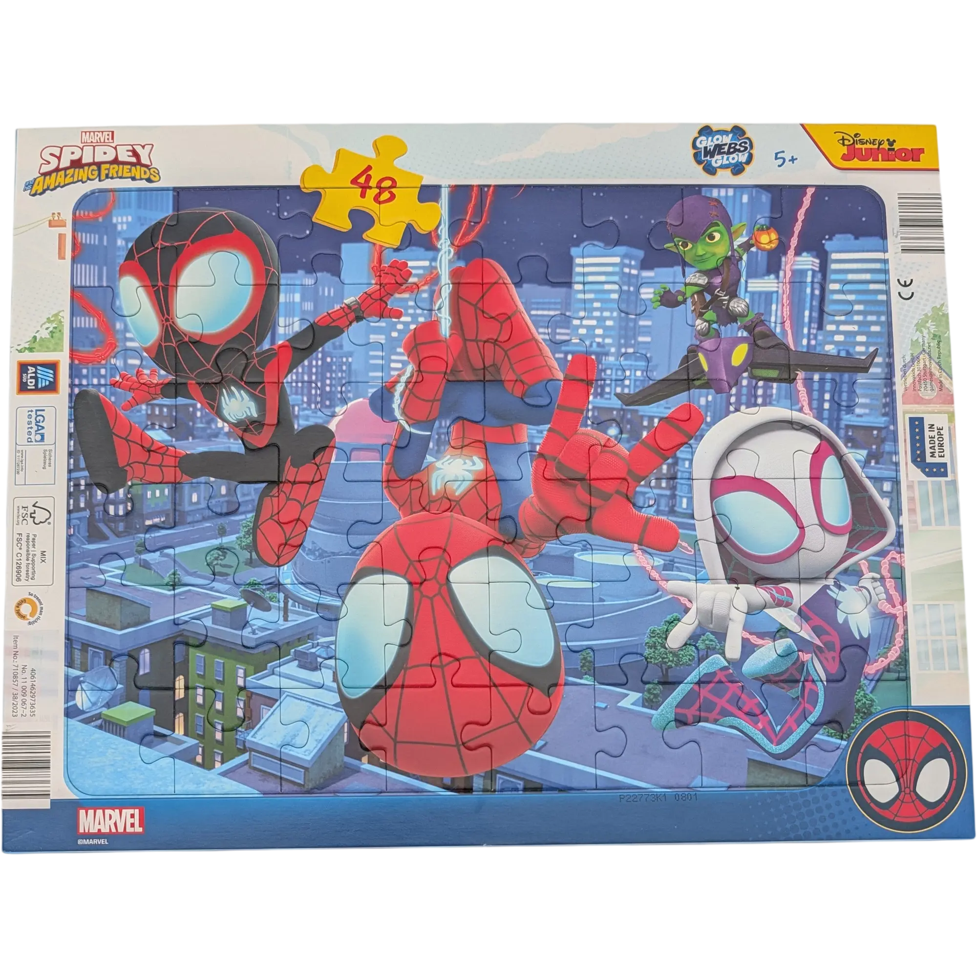 Disney Rahmenpuzzle 48 Teile Marvel Spidey Glow Webs Glow
