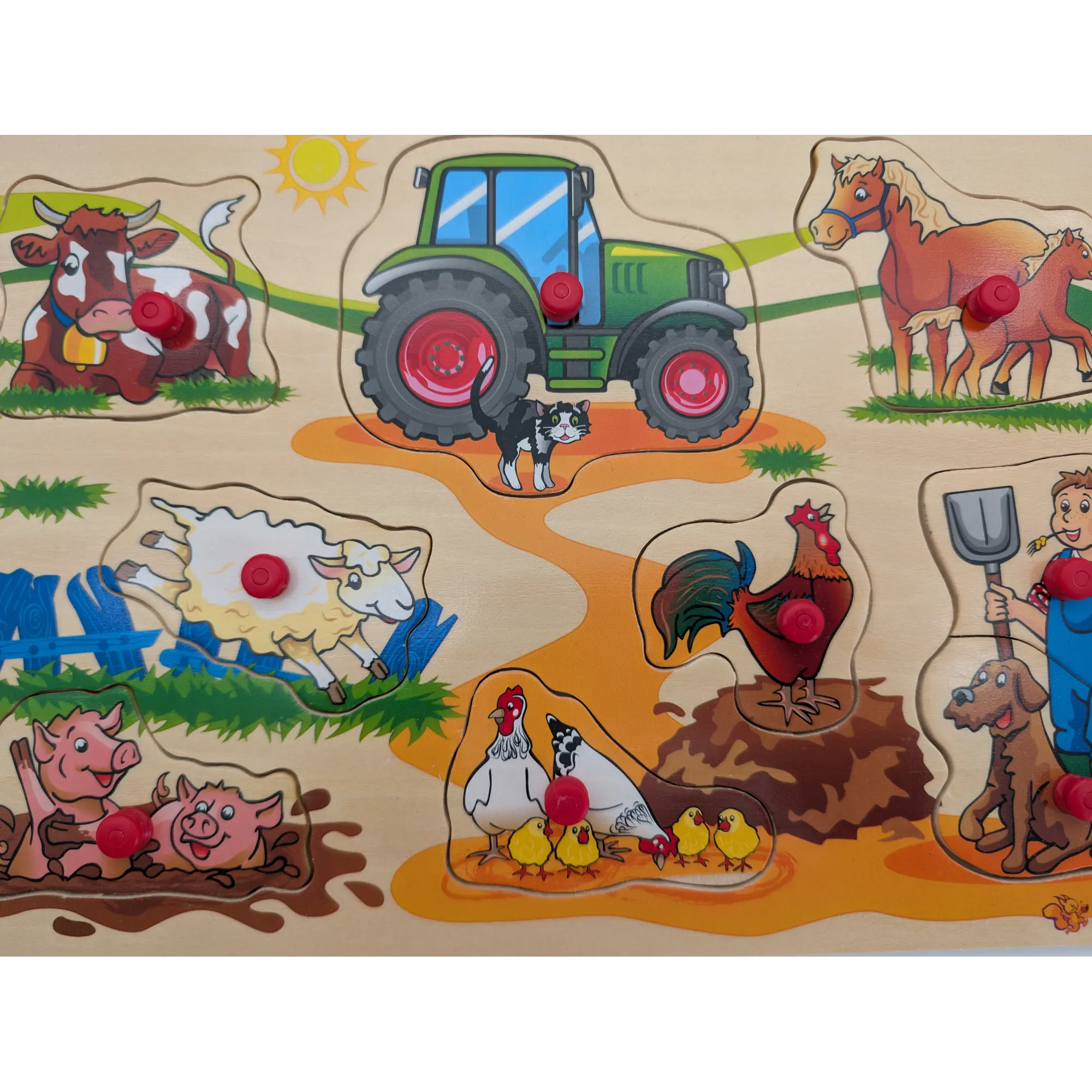 Eichhorn Steckpuzzle Holzpuzzle 9 Teile Landwirt Traktor Bauernhof