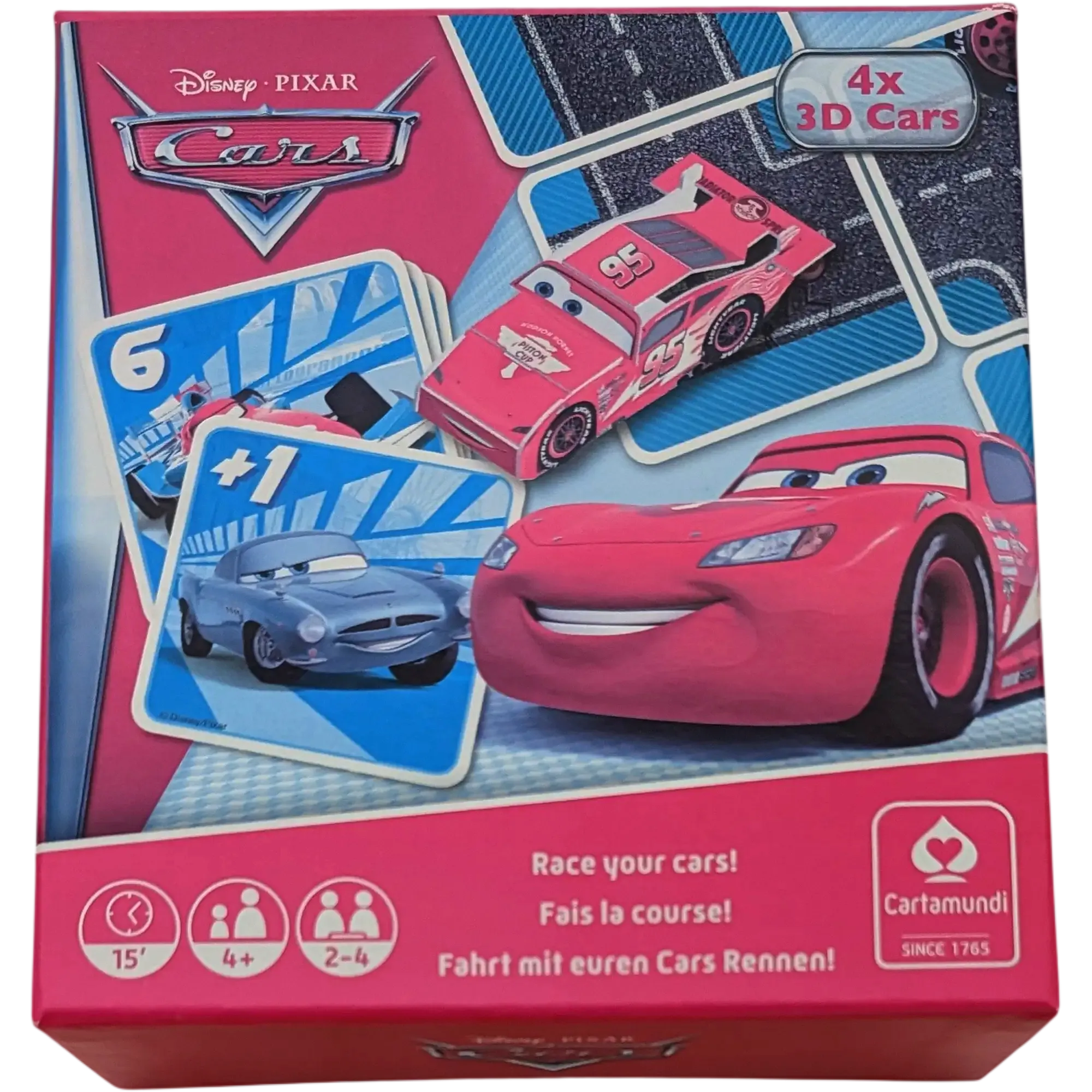 Cartamundi Disney Pixar Cars 2in1 Autorennspiel Kartenspiel mit 4 3D Cars 100172924
