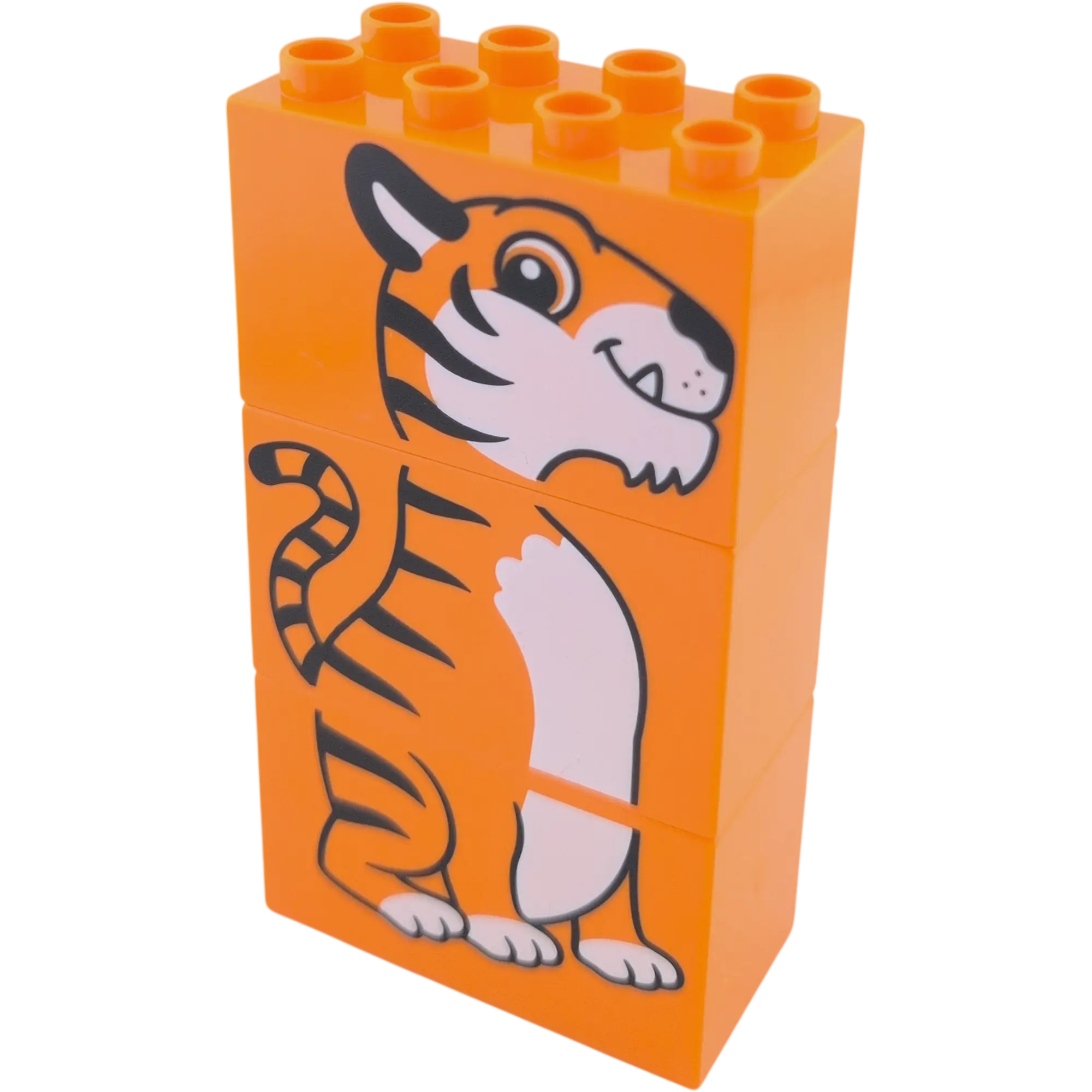 Lego Duplo 2x4x2 Doppelstein 31111 Orange Bedruckt mit Tiger 3 Teilig