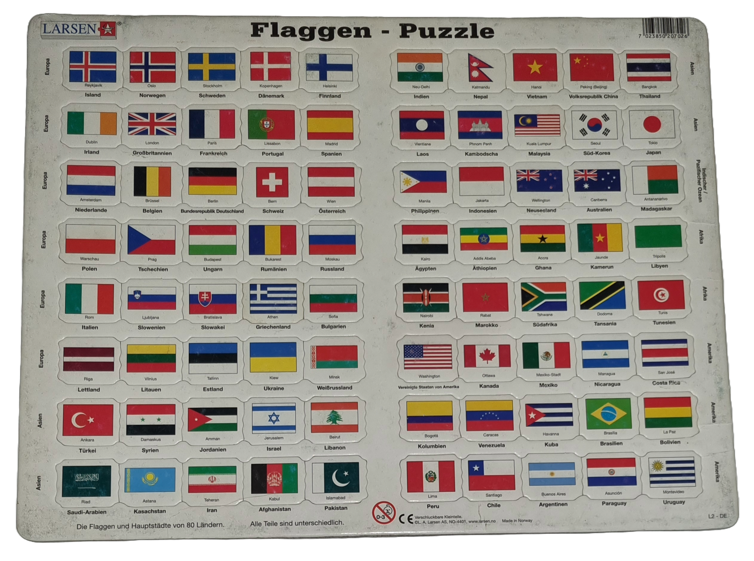 Larsen Rahmenpuzzle Flaggen 80 Teile