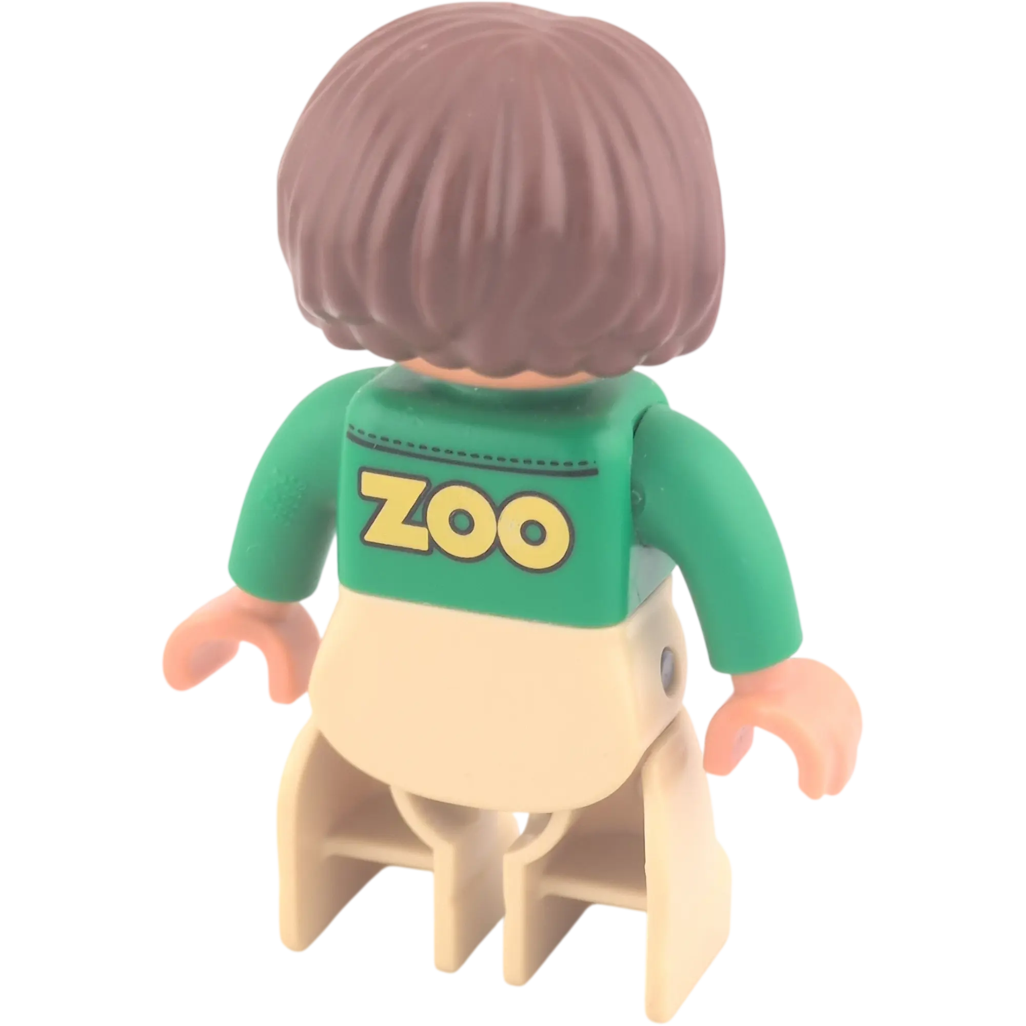 Lego Duplo Figur Zoo Mitarbeiterin Tierpflegerin braune kurze Haare brauner Lippenstift