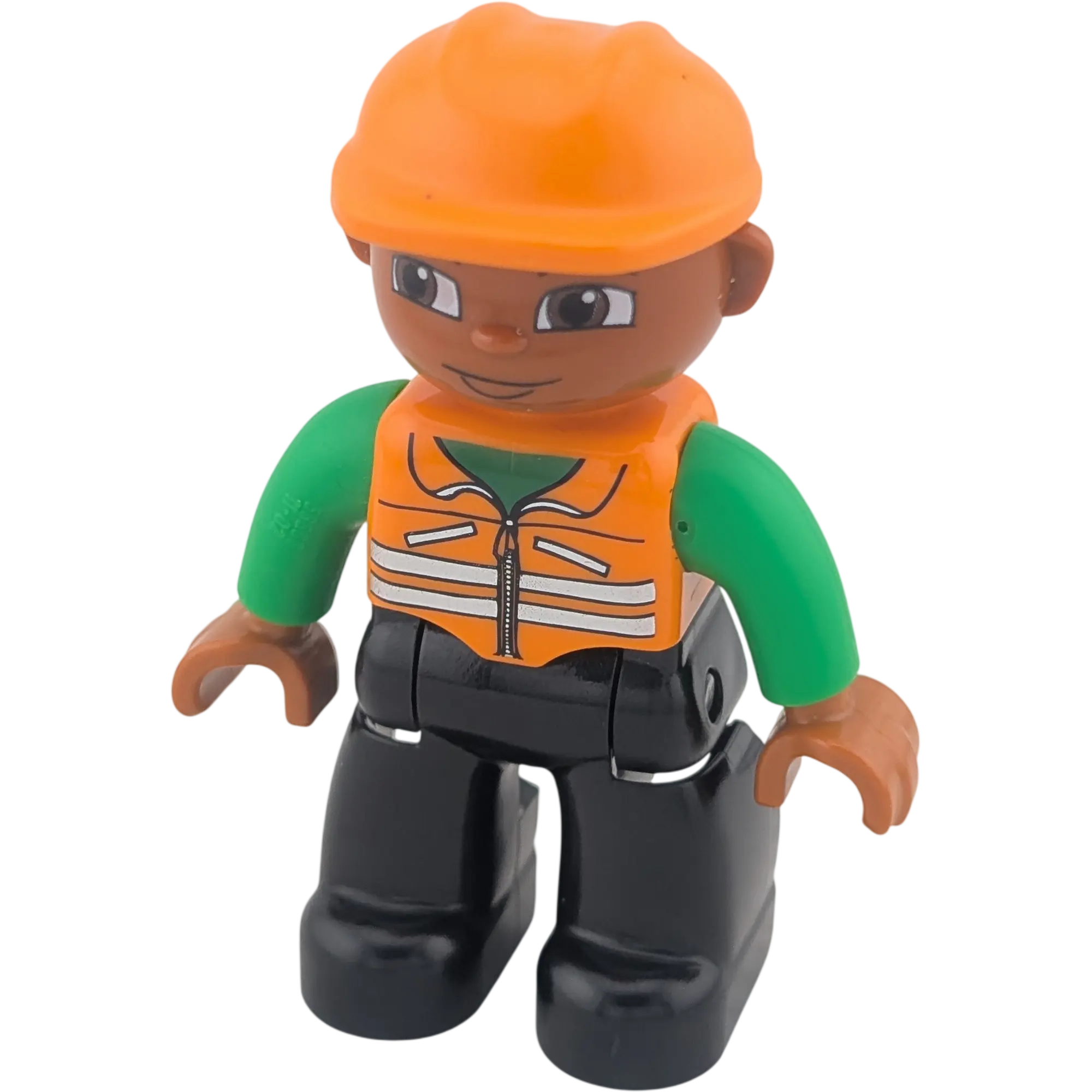 Lego Duplo 216H2 Zoomitarbeiter Tierpfleger grünes Hemd, orangene Weste, dunkler Teint