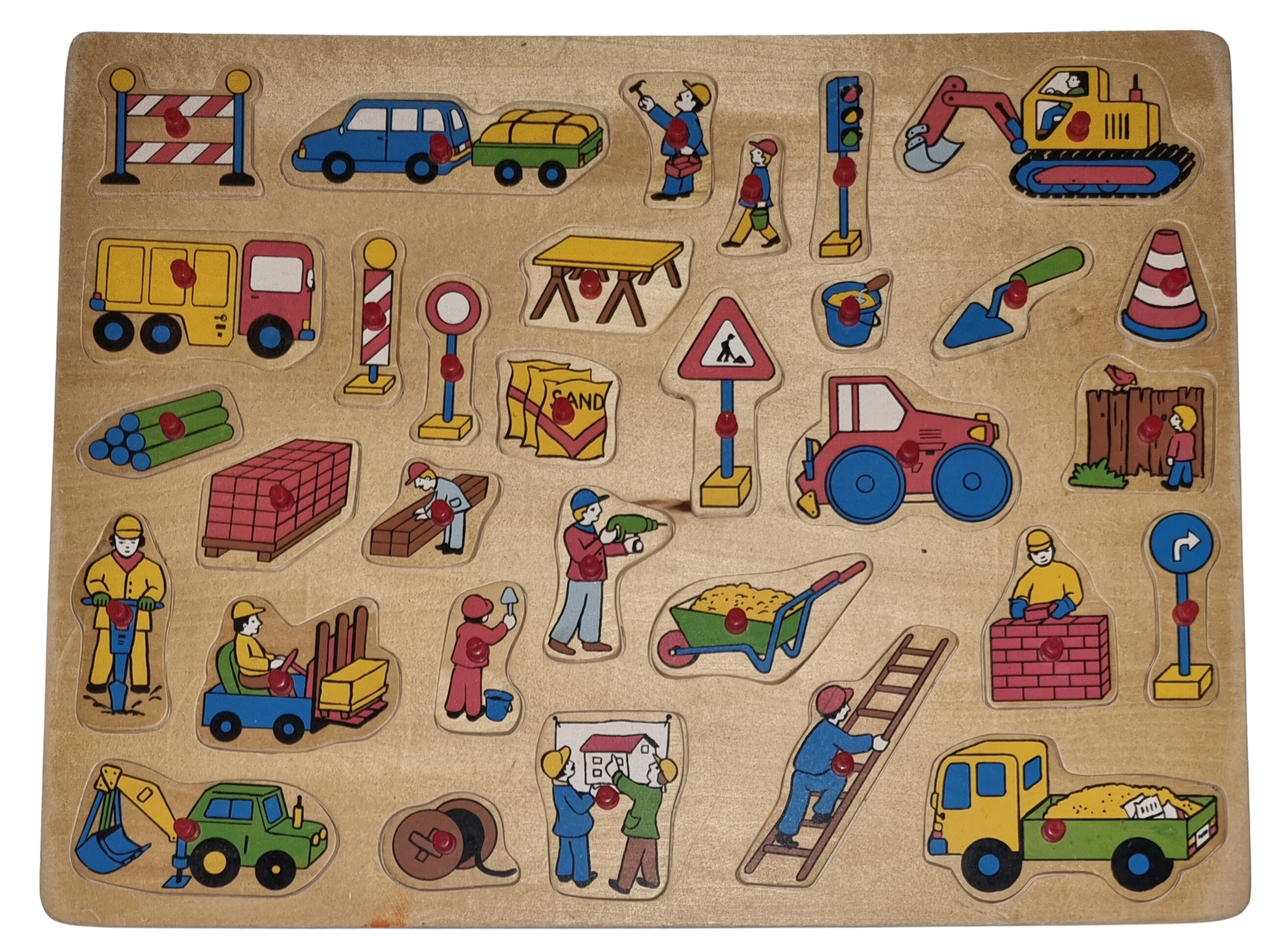 Großes Holzpuzzle Baustelle 32 Teile
