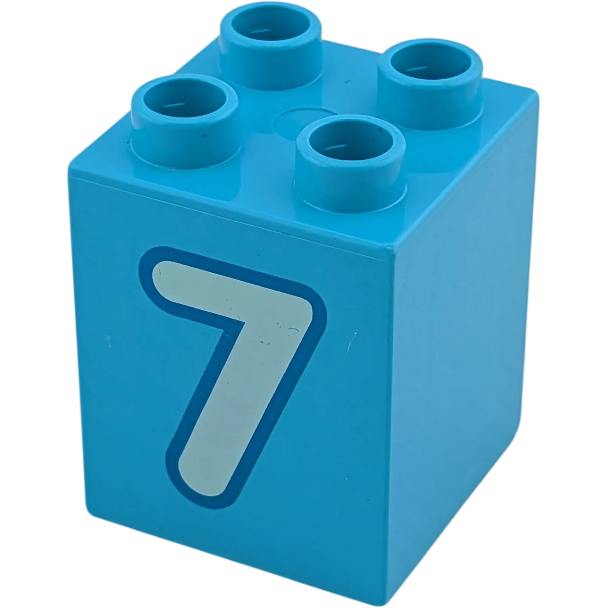 Lego Duplo 2x2x2 Stein Hellblau Zahl Sieben Weiß
