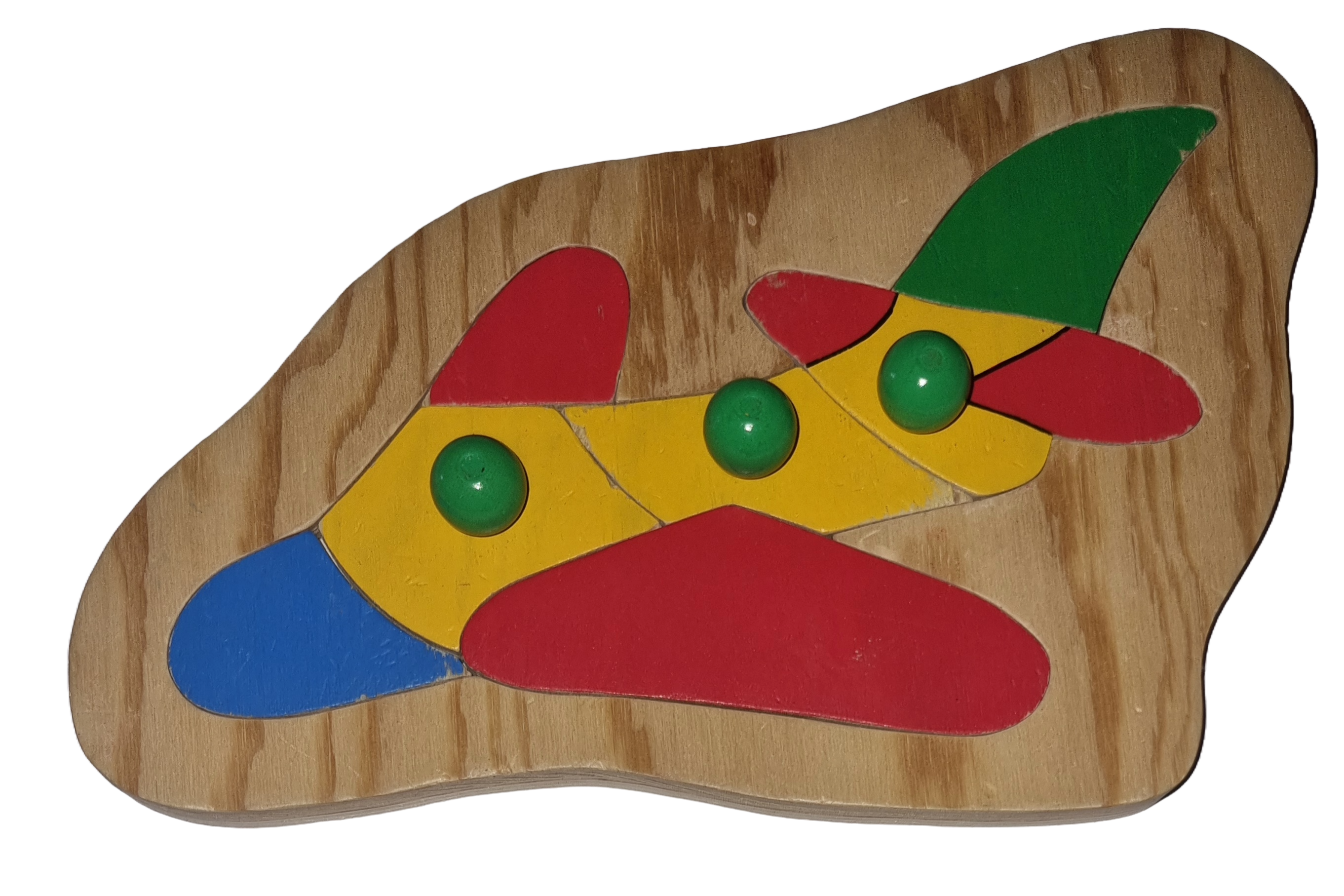 Holzpuzzle mit Griff Flugzeug Rot Gelb 7 Teile