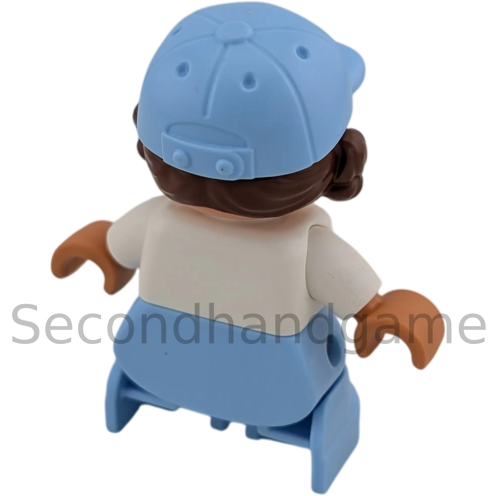 Lego Duplo 316H1 Mädchen mit braunen Haaren an der Seite hellblauer Kappe und Latzhose, Ansicht 2