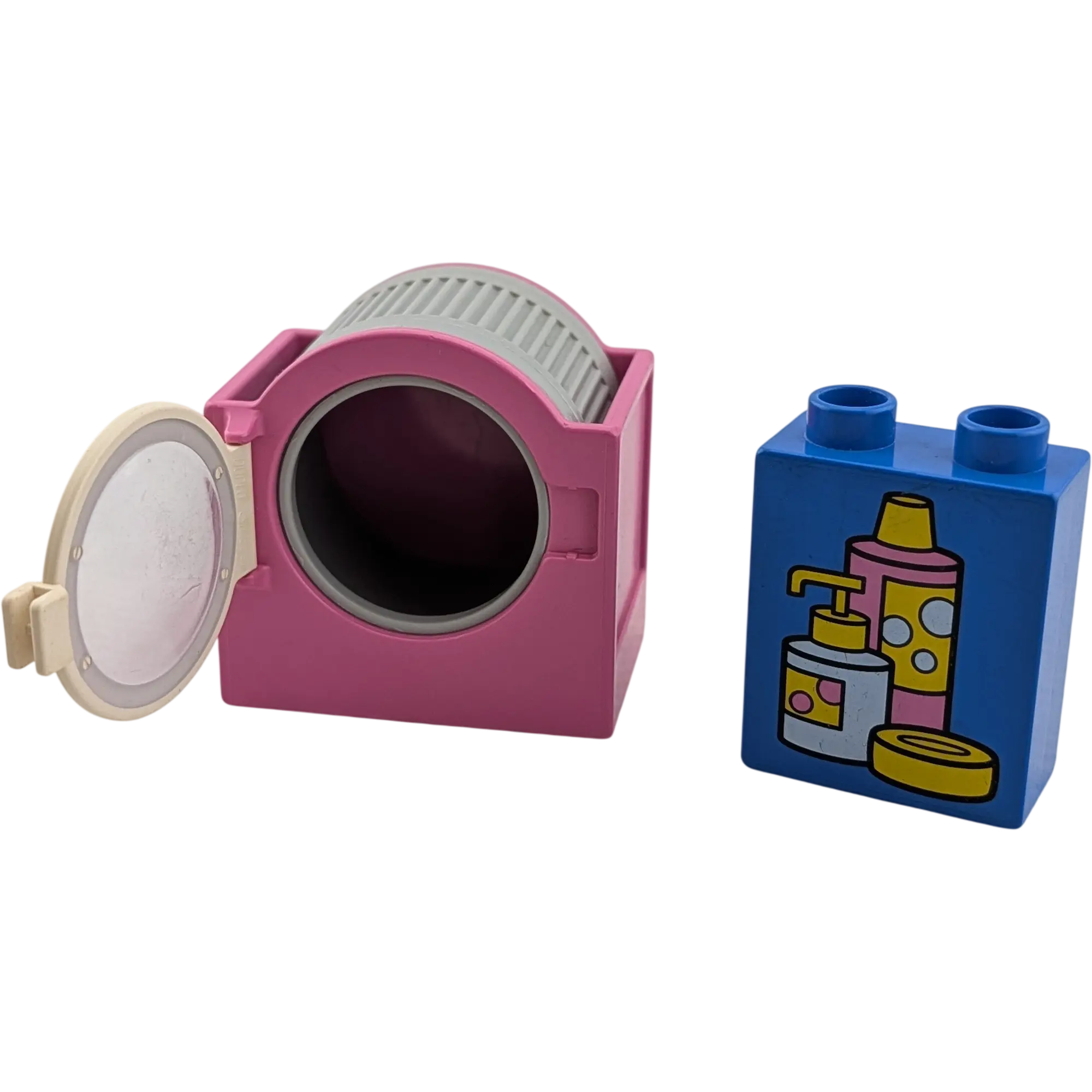 Lego Duplo 6480 Waschmaschine Pink Tür zum öffnen, Trommel drehbar mit Waschpulver