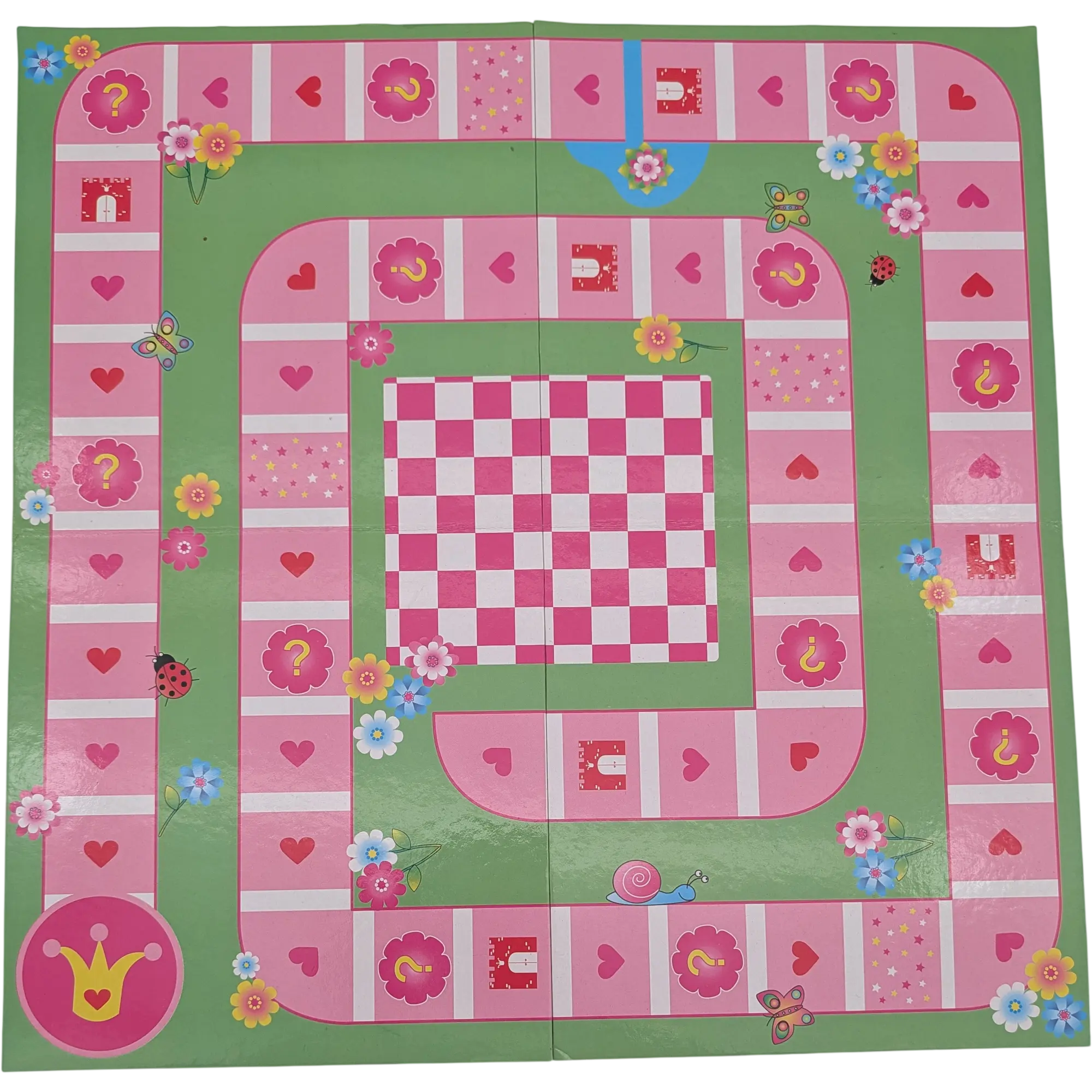 Spielplan Spielbrett Grün Rosa Pink Schmetterling Blume Marienkäfer