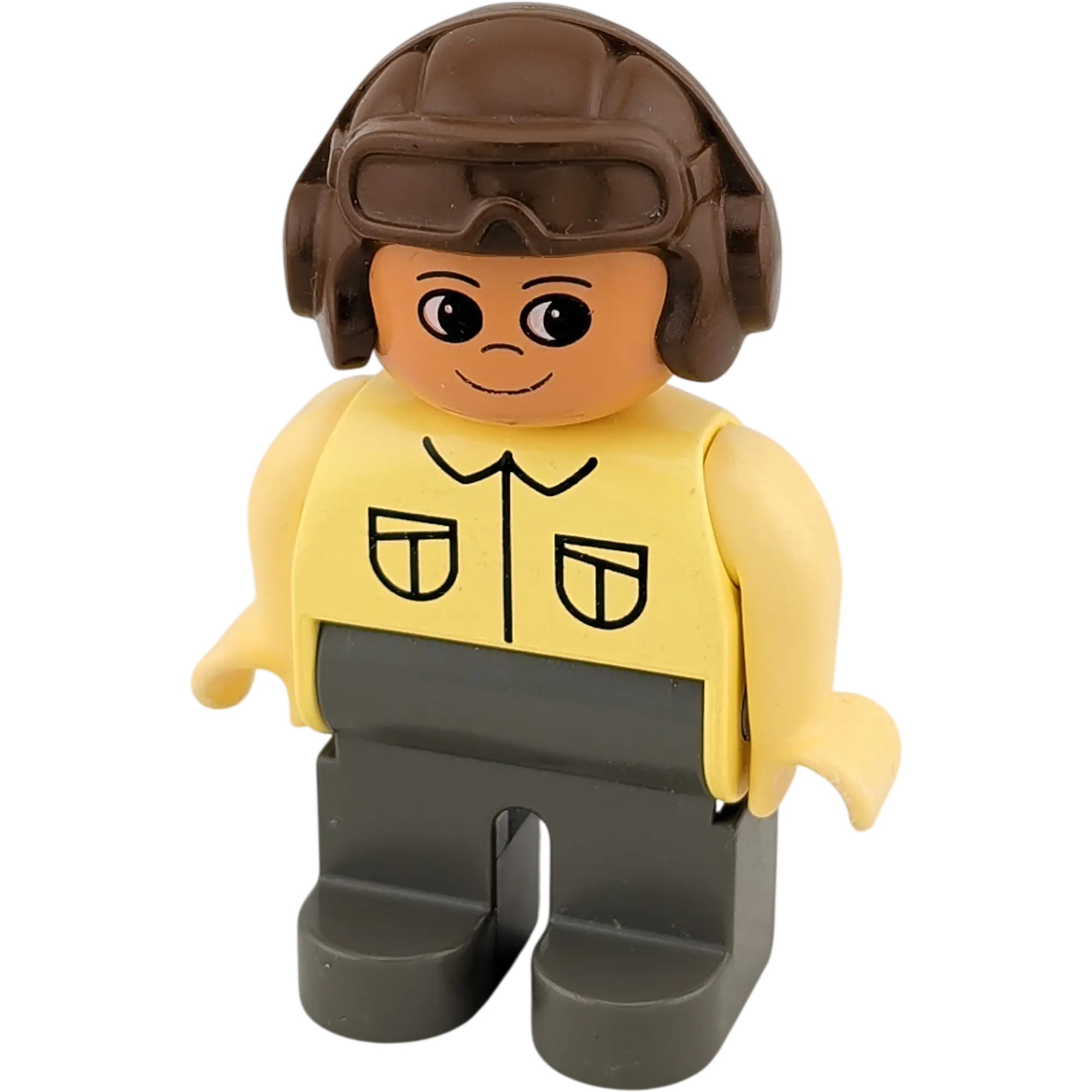 Lego Duplo 4555 Mann Safari, beigenes Hemd, graue Hose Pilotenbrille braun