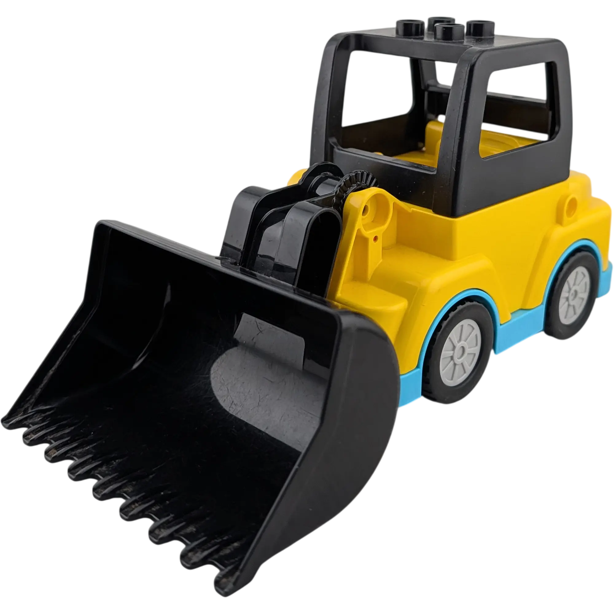 Lego Duplo Radlader Bulldozer Gelb Schwarz Azur mit Schaufel und Rückziehmotor