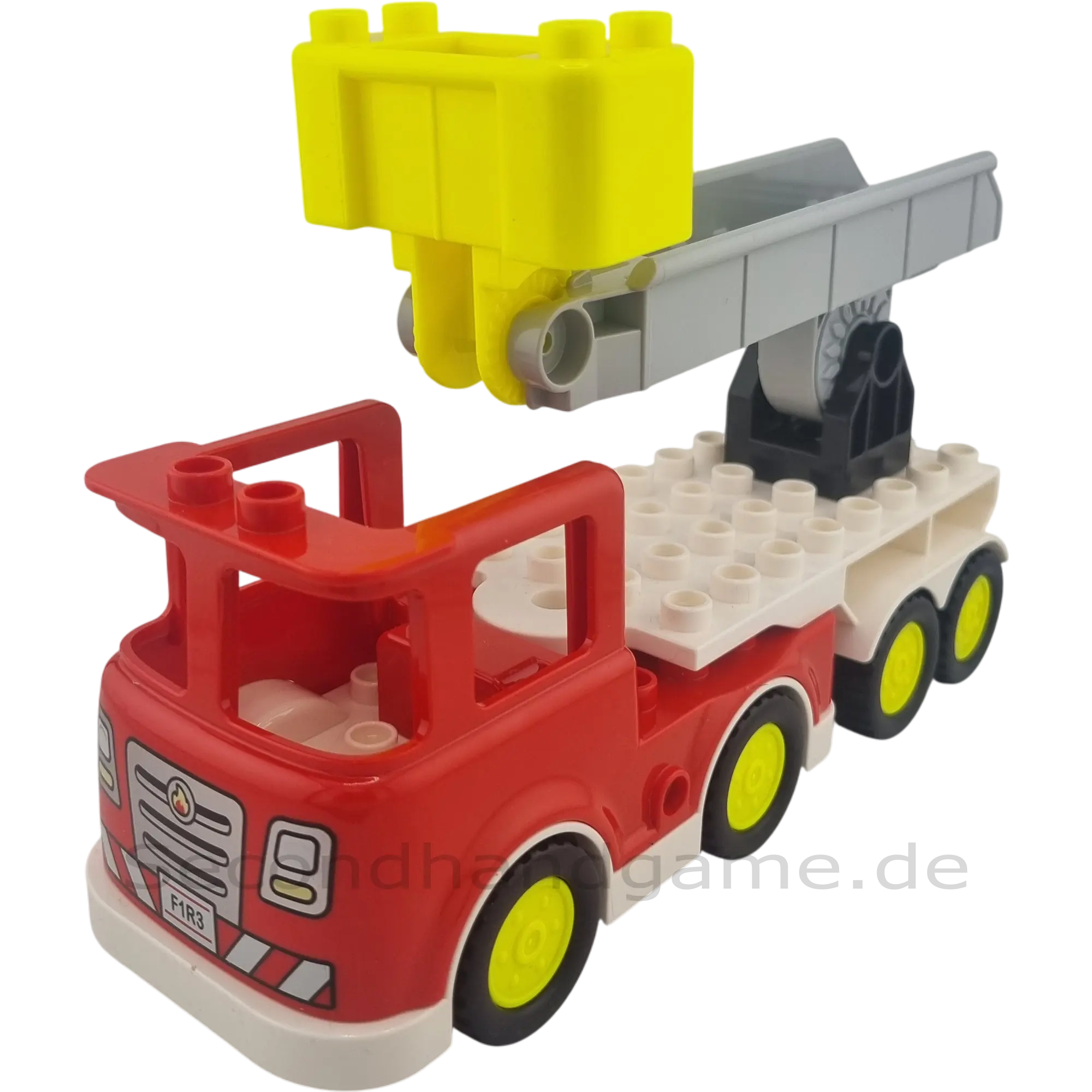 Lego Duplo Lastwagen Feuerwehrauto mit Anhänger und Drehleiter Rot Weiß