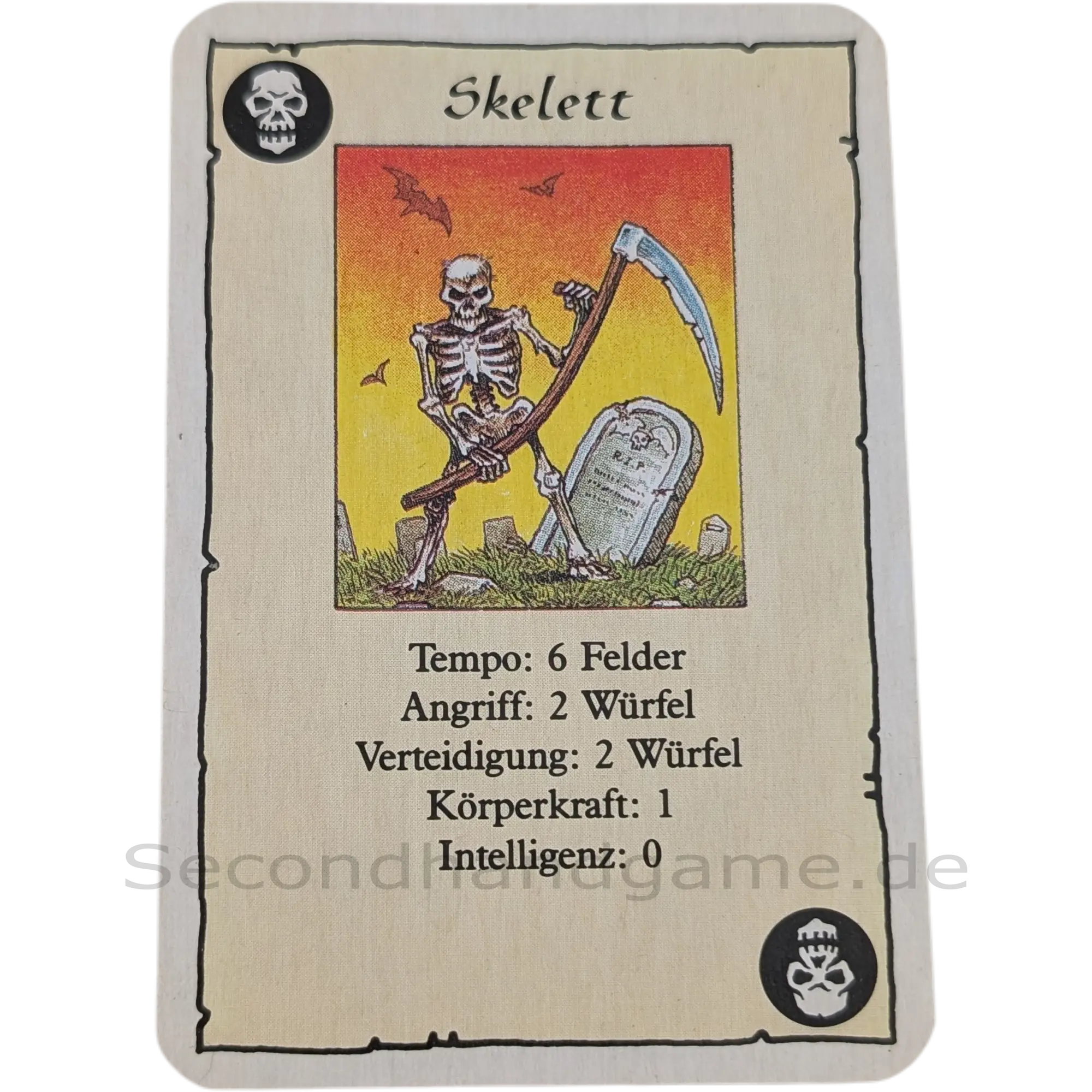 MB Hero Quest Master Ersatzteil Monsterkarte Skelett